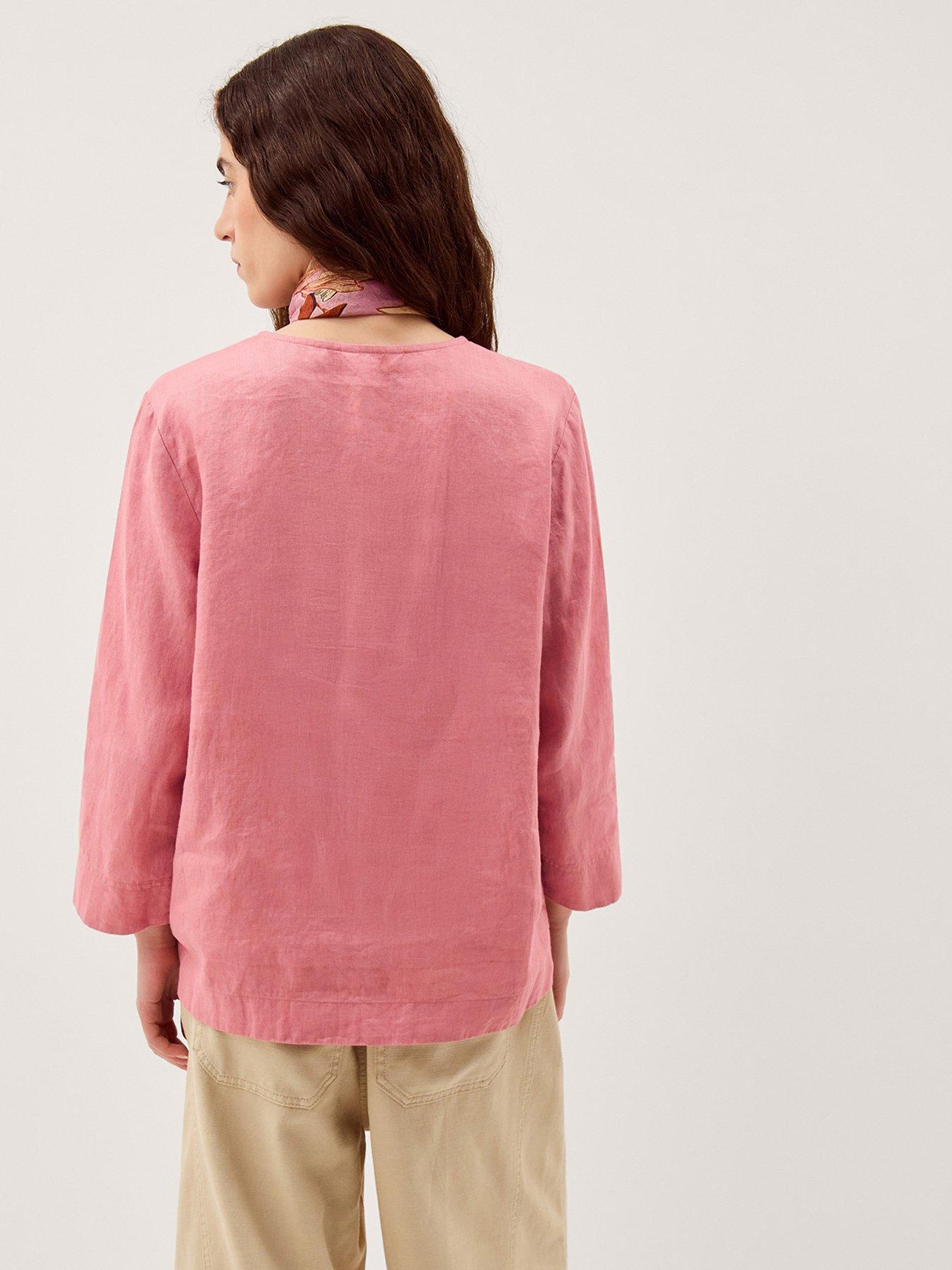 Image 2 of 4 of Monsoon Alexis Linen Top - Pink