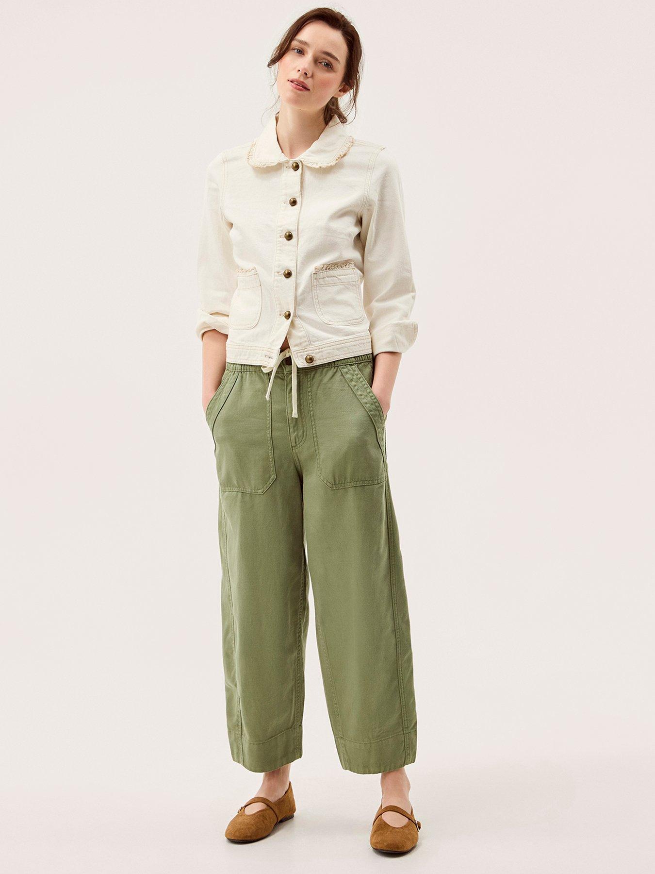 Image 5 of 6 of Monsoon Megan Twill Barrel Trousers - Green