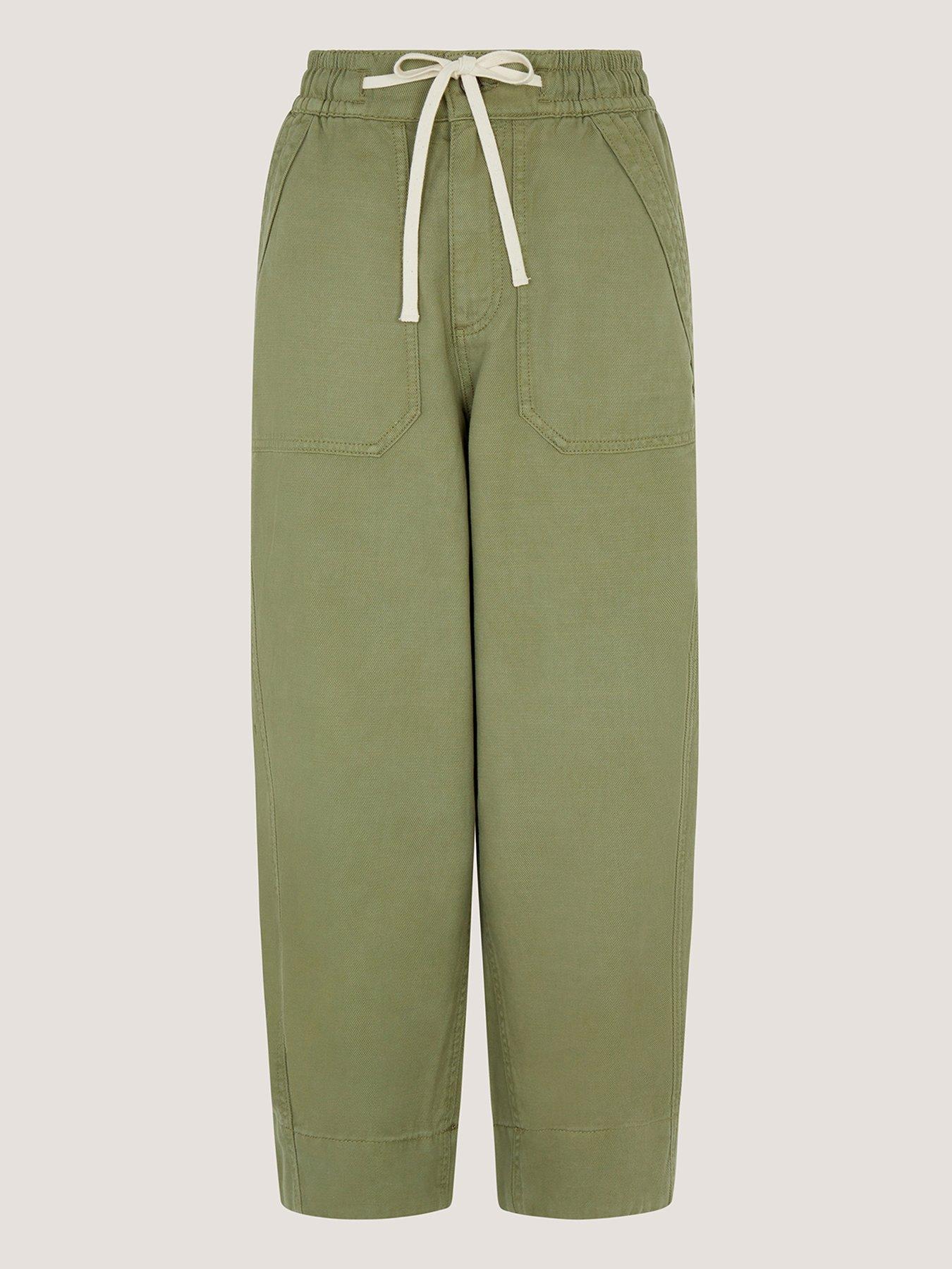 Image 6 of 6 of Monsoon Megan Twill Barrel Trousers - Green