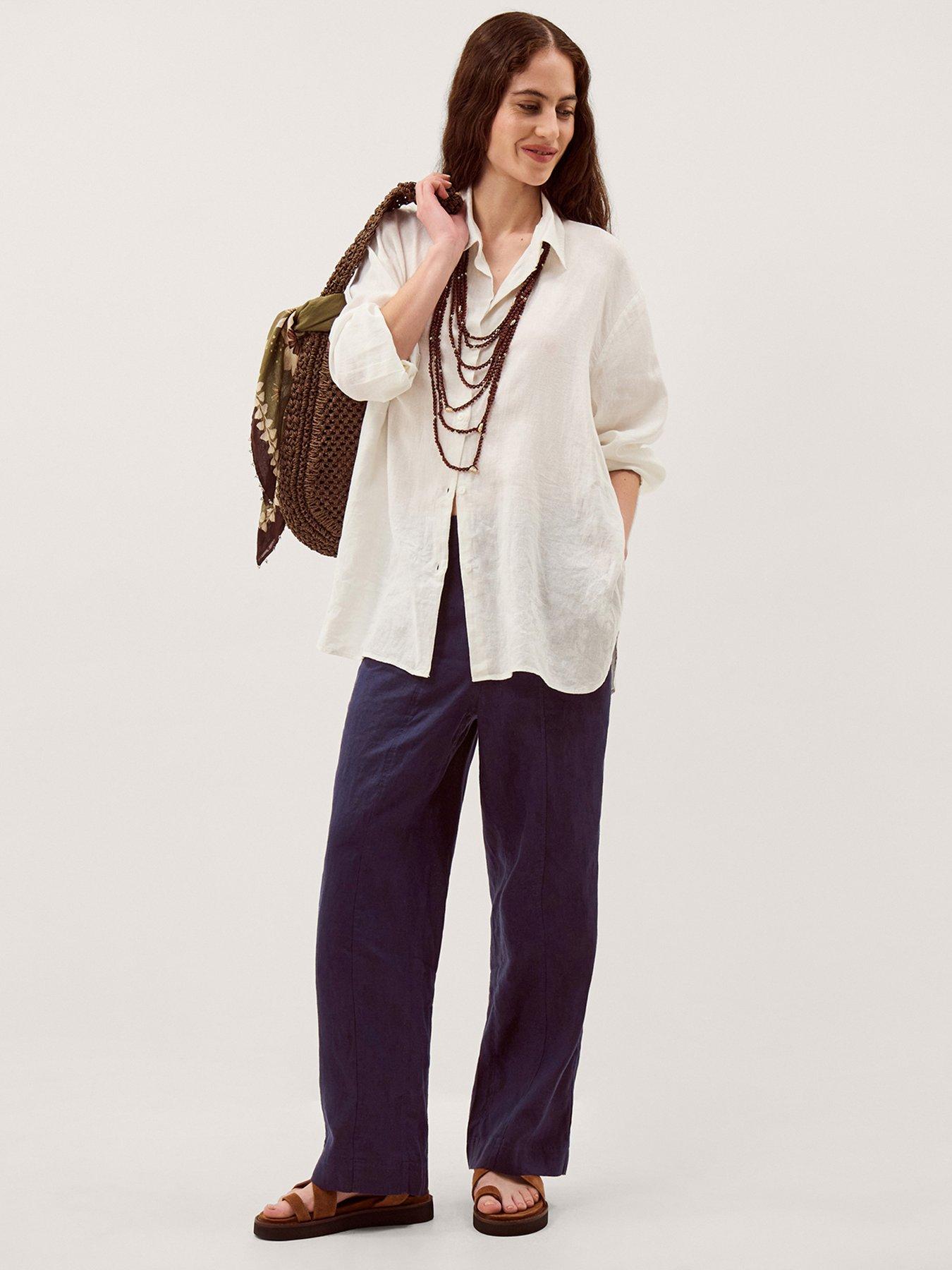 Image 3 of 4 of Monsoon Lucy Linen Trouser Reg - Blue