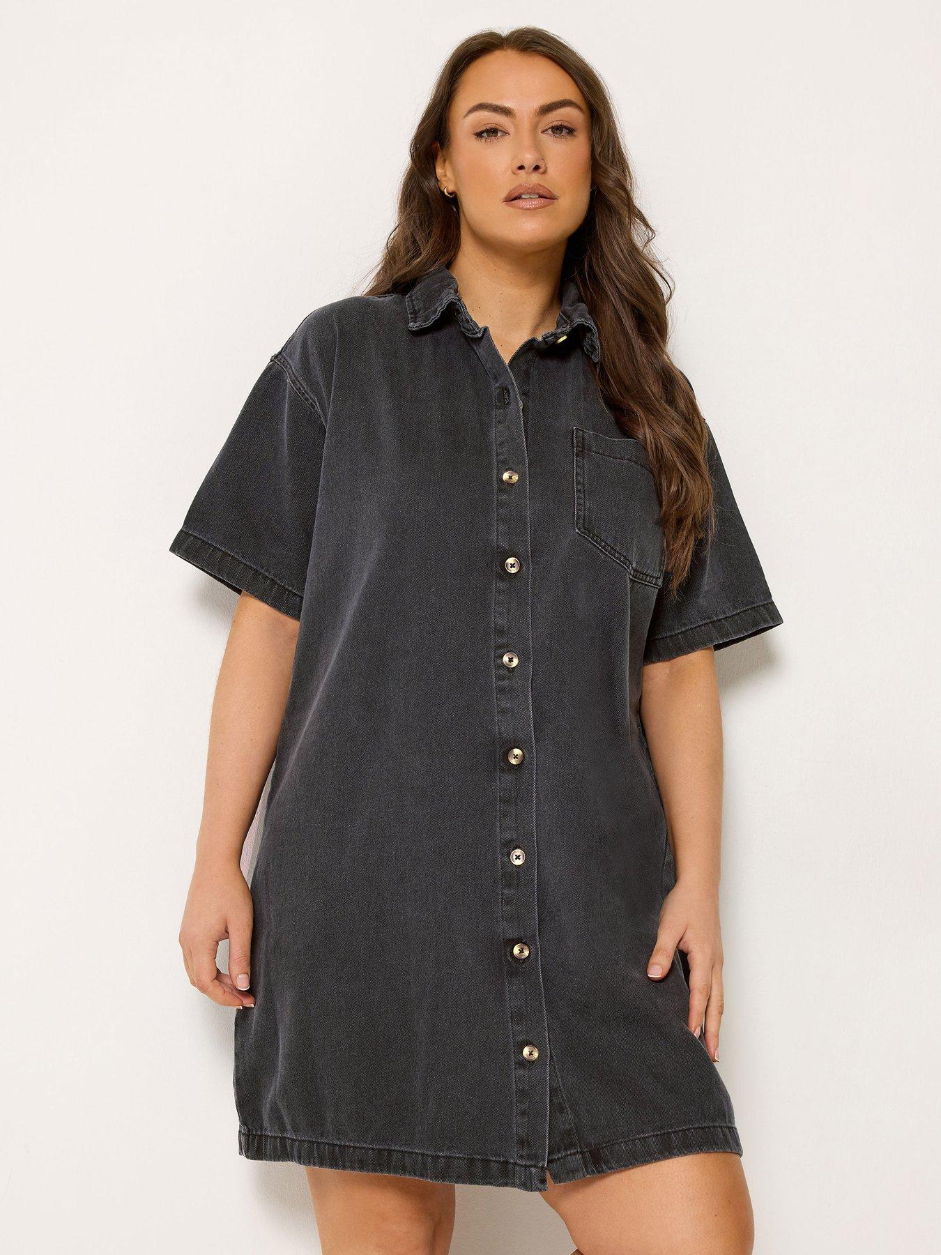 yours-curve-denim-shirt-dress-blackfront