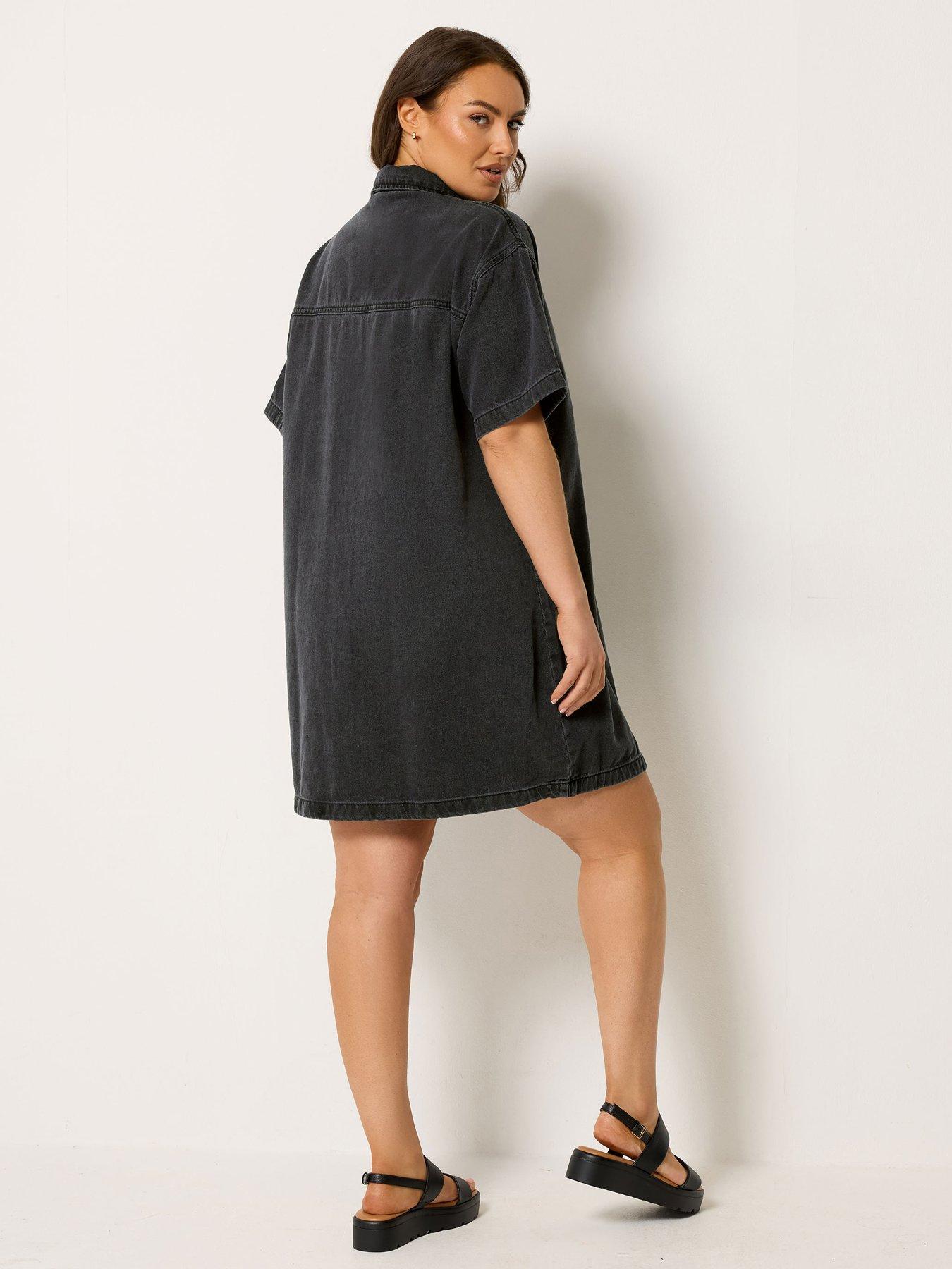 yours-curve-denim-shirt-dress-blackstillFront