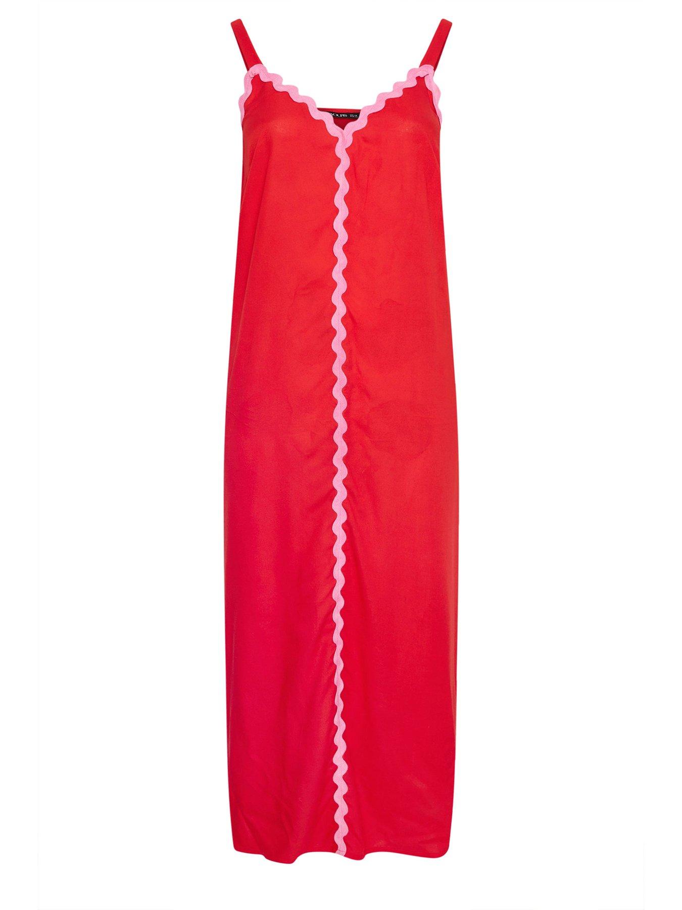 Image 5 of 5 of Yours Curve Ric-Rac Maxi Dress - Red