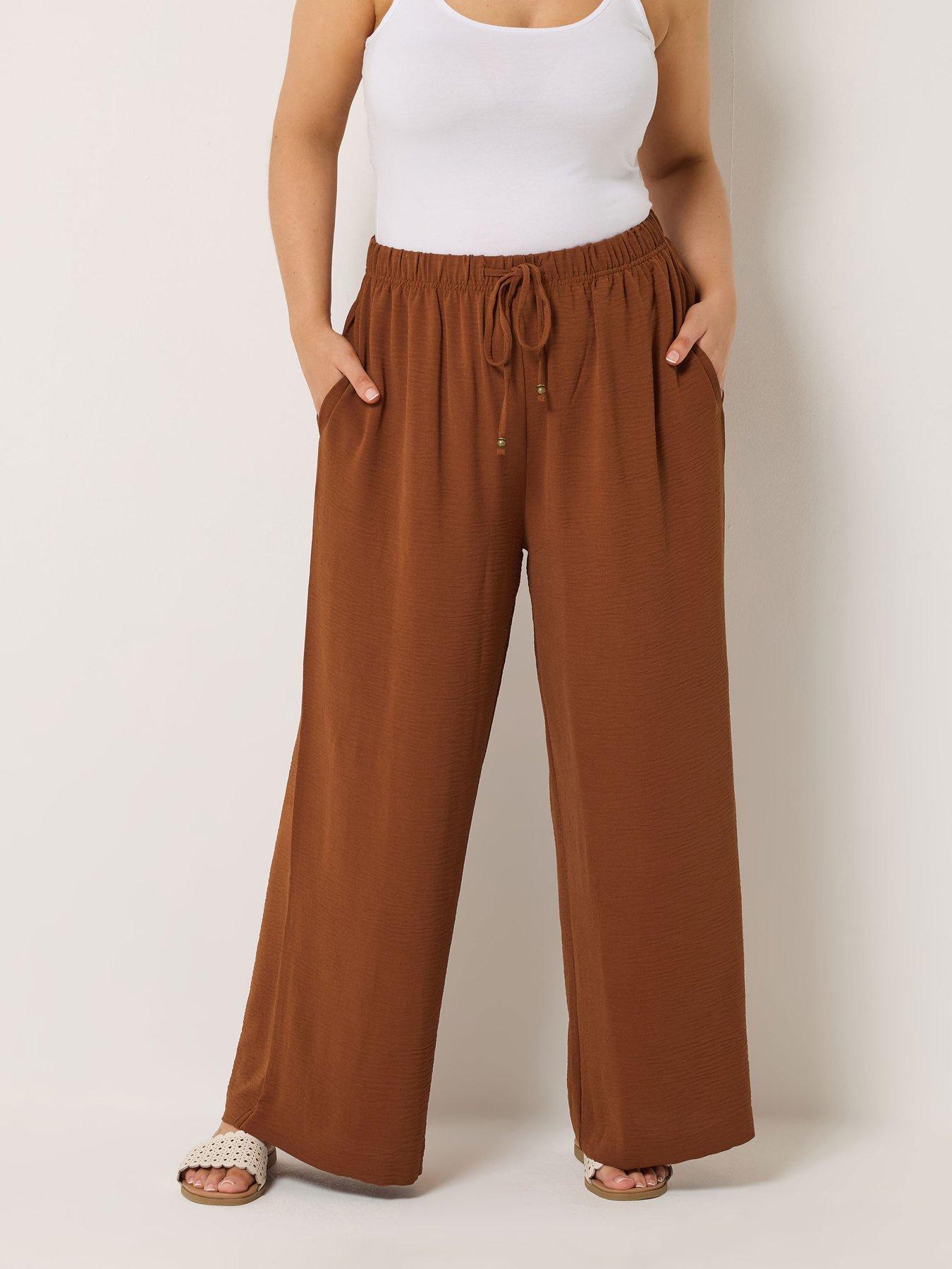 Image 1 of 5 of Yours Curve Washed Twill Wide Leg Trouser - Orange