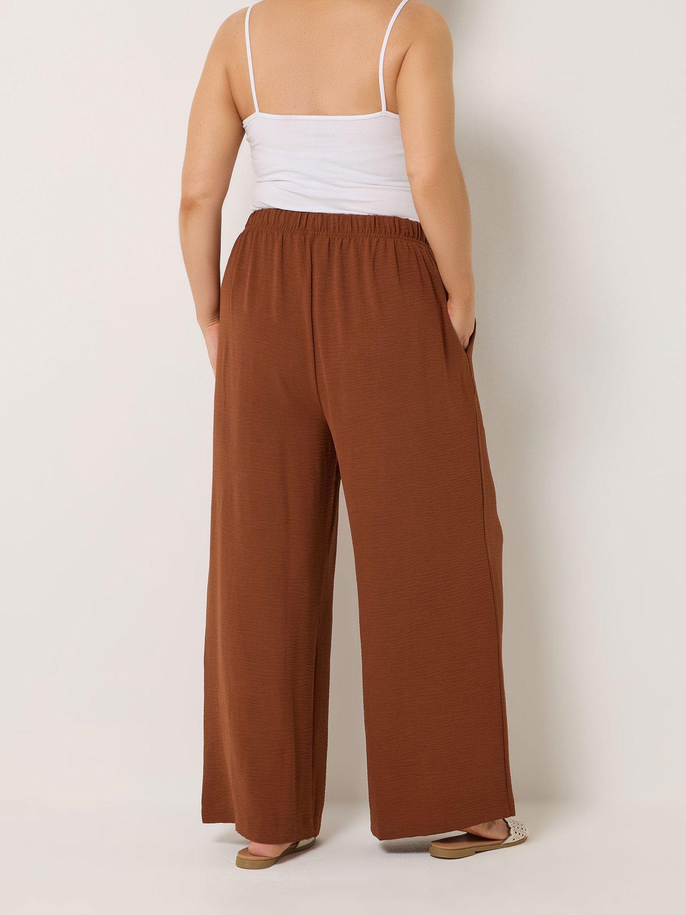 Image 2 of 5 of Yours Curve Washed Twill Wide Leg Trouser - Orange