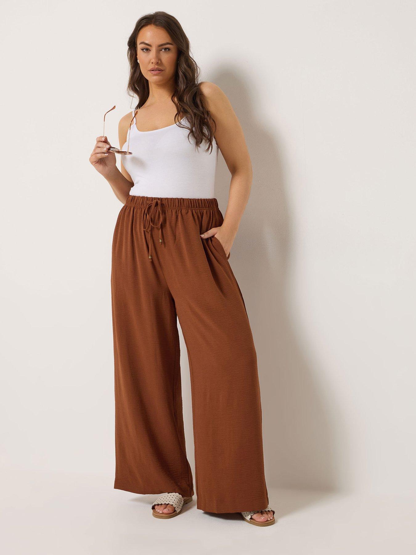 Image 3 of 5 of Yours Curve Washed Twill Wide Leg Trouser - Orange