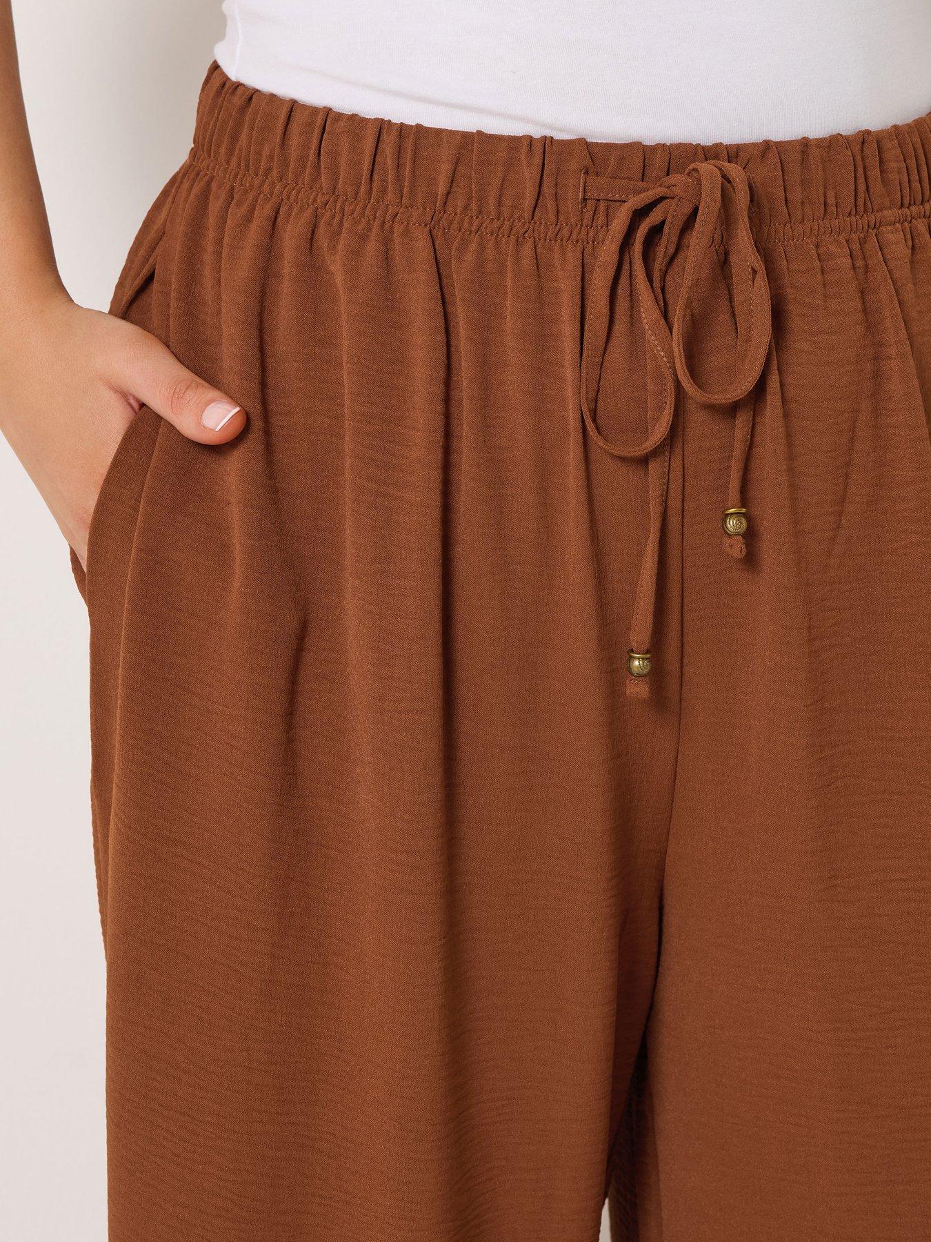 Image 4 of 5 of Yours Curve Washed Twill Wide Leg Trouser - Orange