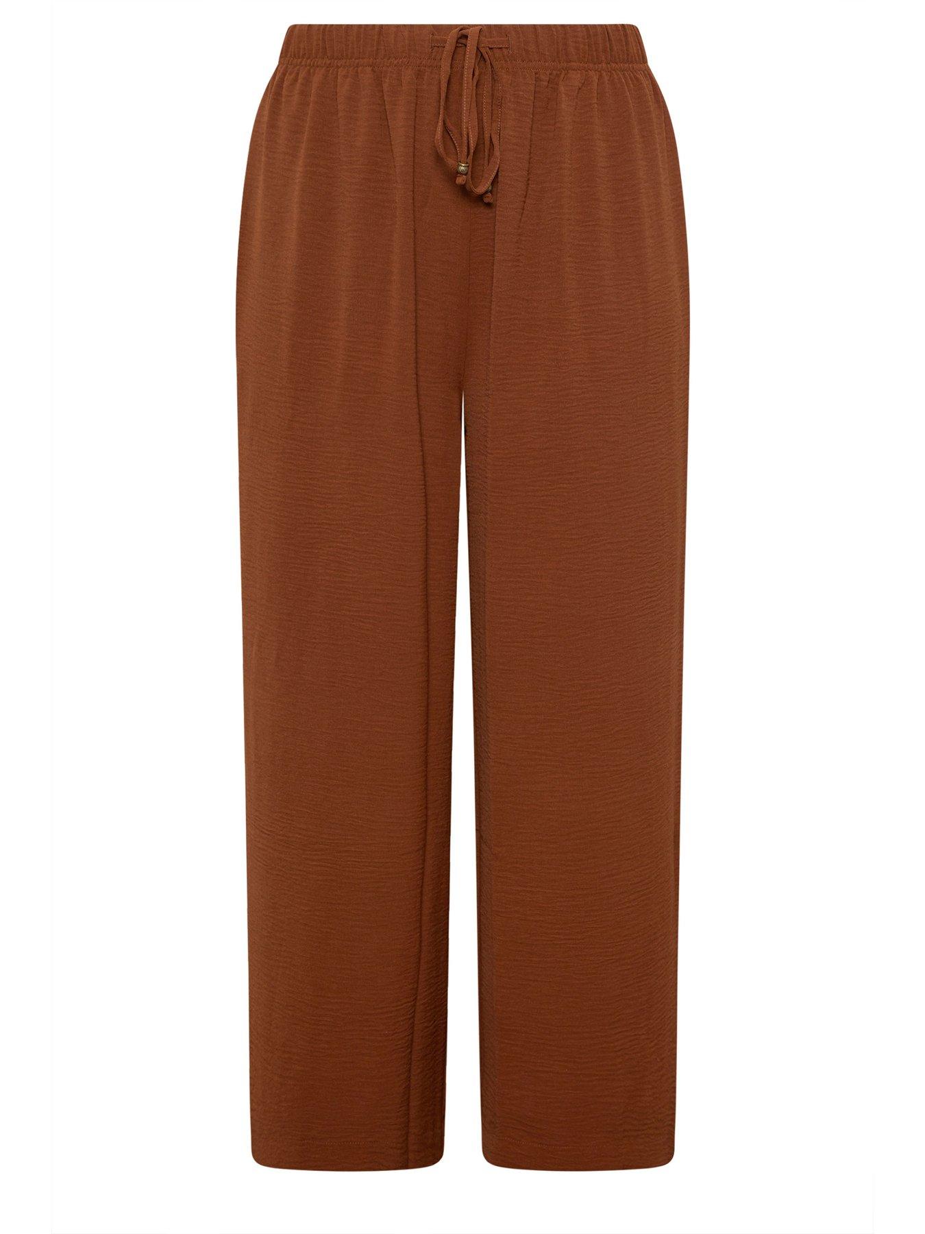Image 5 of 5 of Yours Curve Washed Twill Wide Leg Trouser - Orange