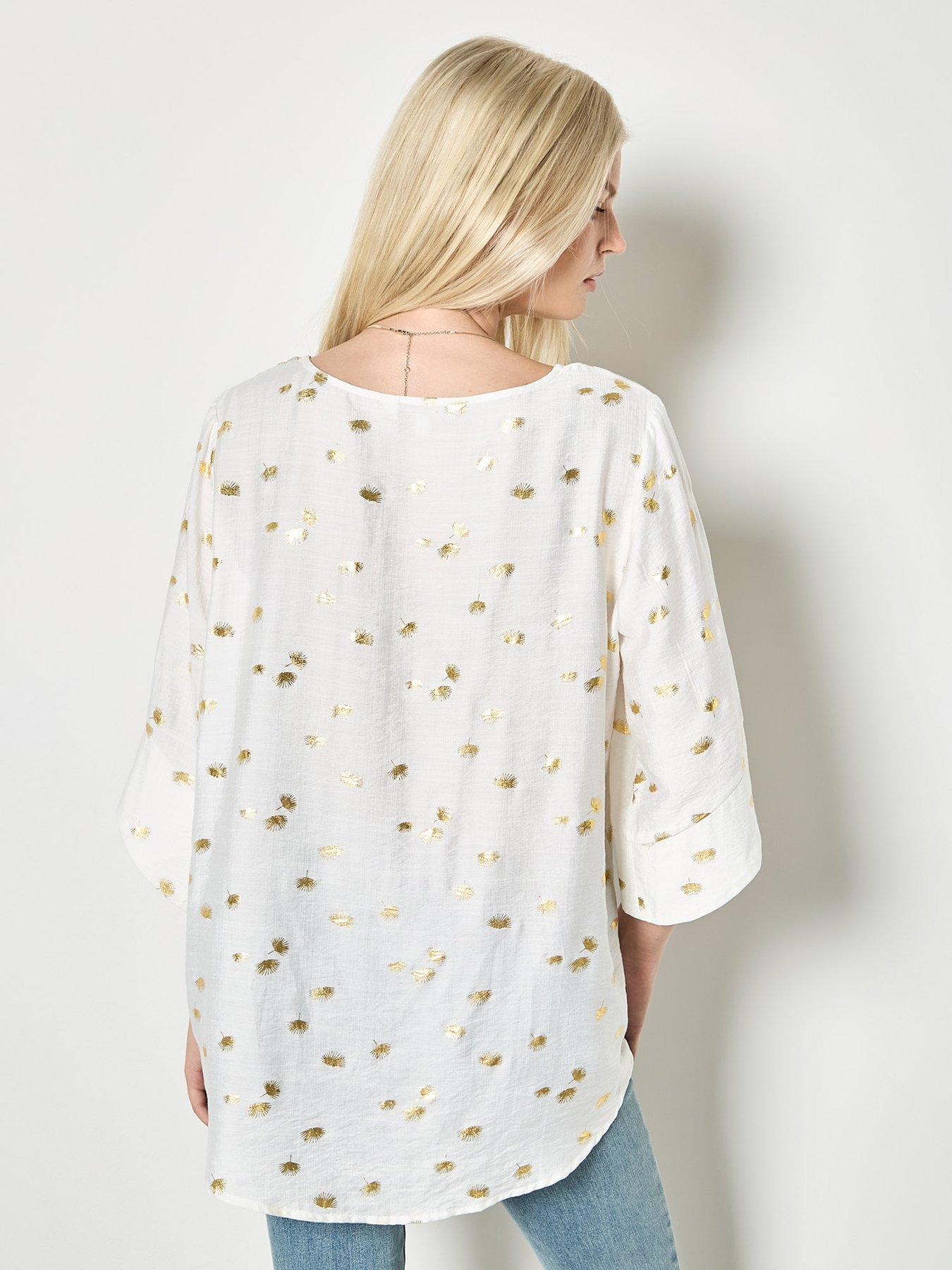 Image 2 of 4 of Apricot Apricot Foil Fan Hi-lo Oversized Top