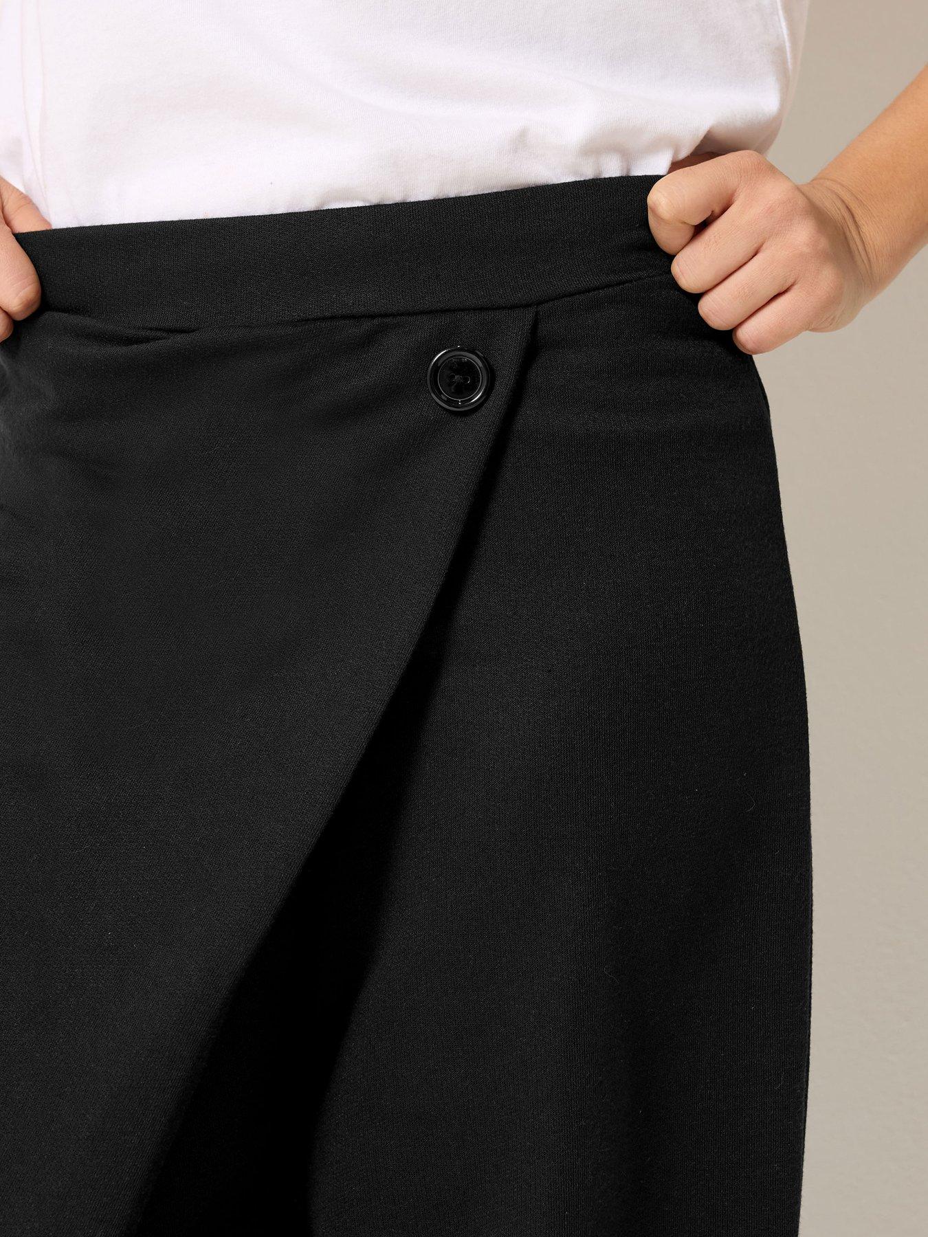 Image 4 of 5 of PixieGirl Petite Jersey Wrap Button Trouser - Black