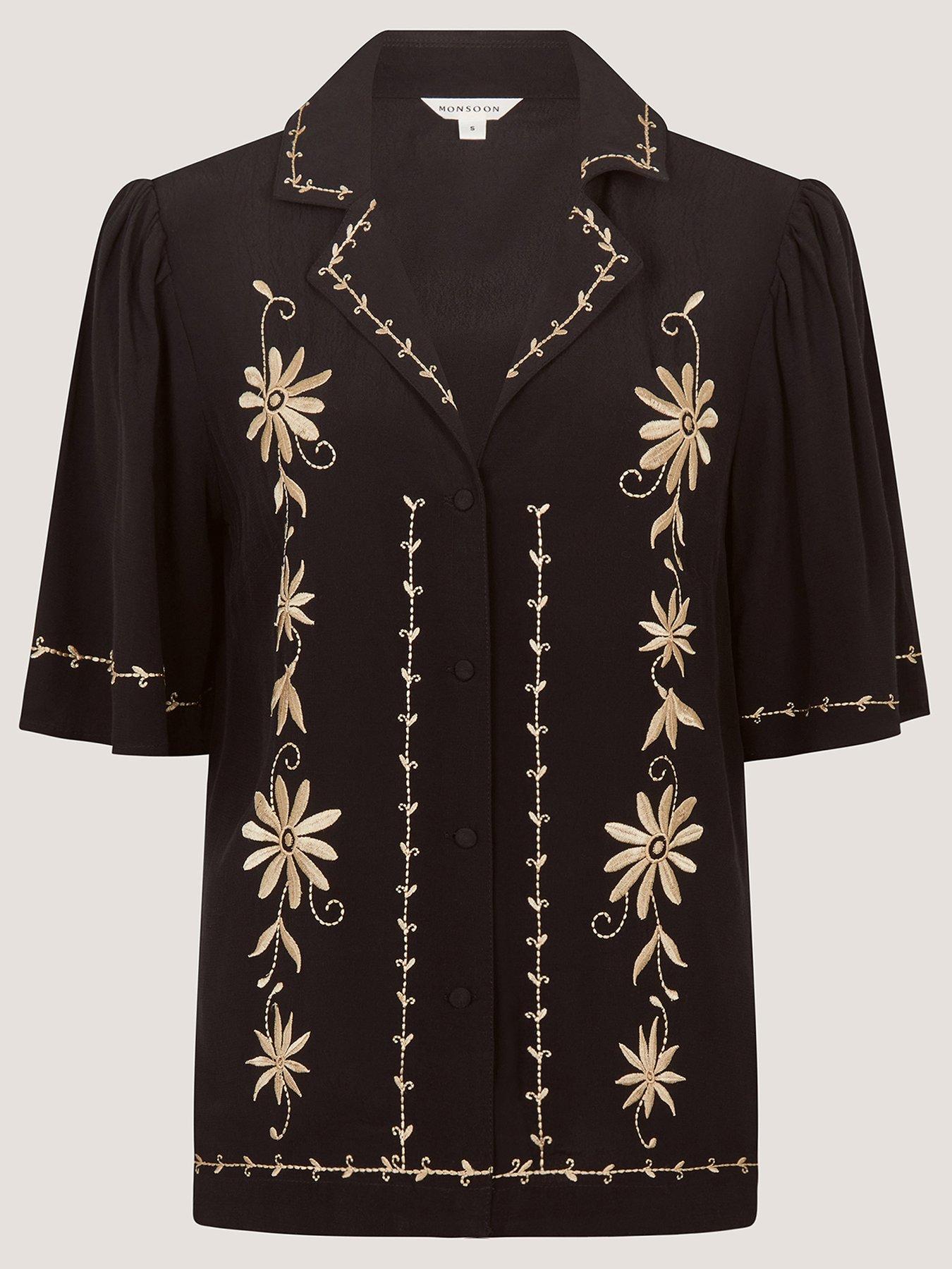 Image 6 of 6 of Monsoon Wren Embroidered Shirt - Black