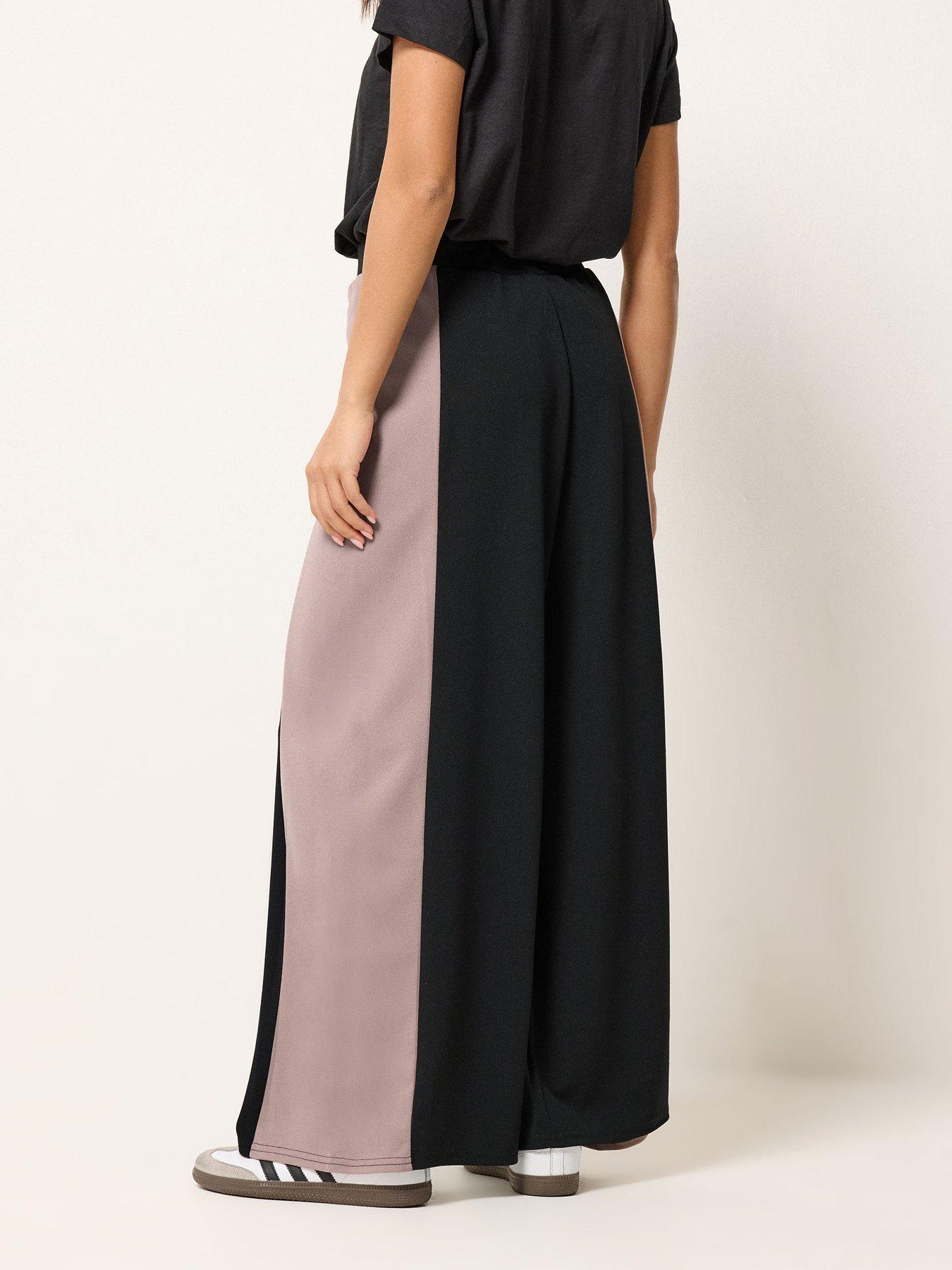 Image 2 of 5 of PixieGirl Petite Side Panel Wide Leg Trousers - Black