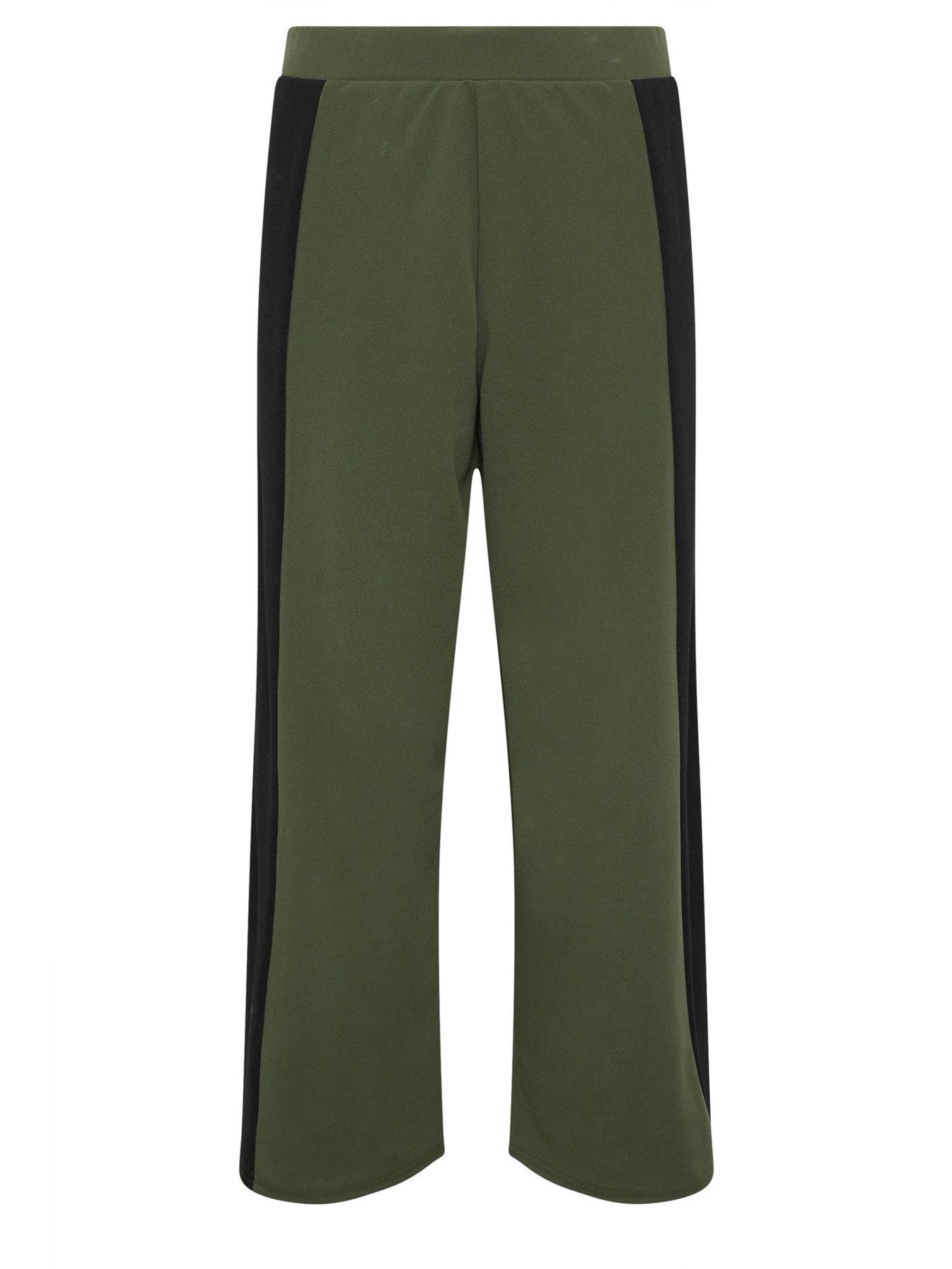 Image 5 of 5 of PixieGirl Petite Side Panel Wide Leg Trousers - Green