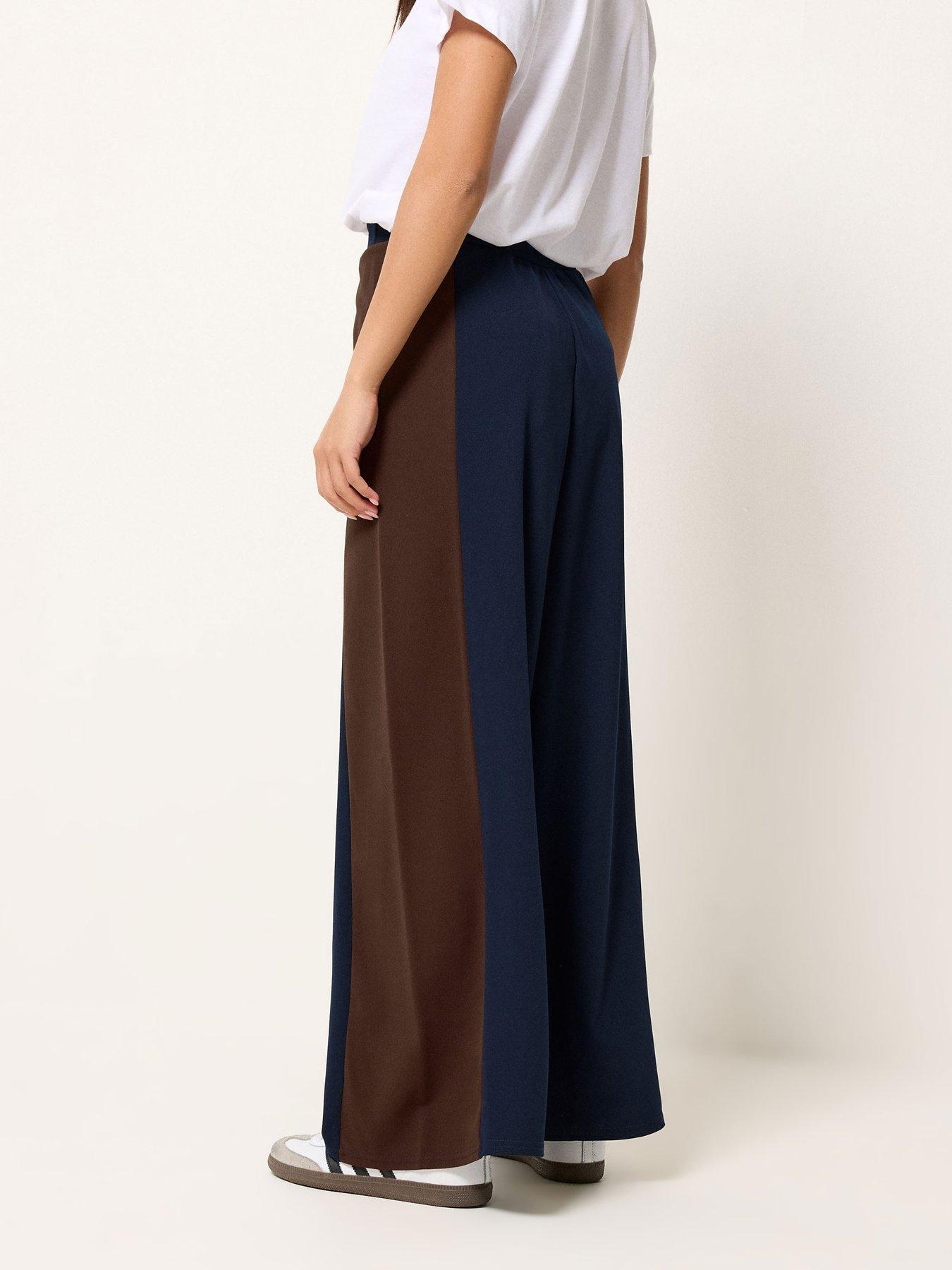 Image 2 of 5 of PixieGirl Petite Side Panel Wide Leg Trousers - Brown