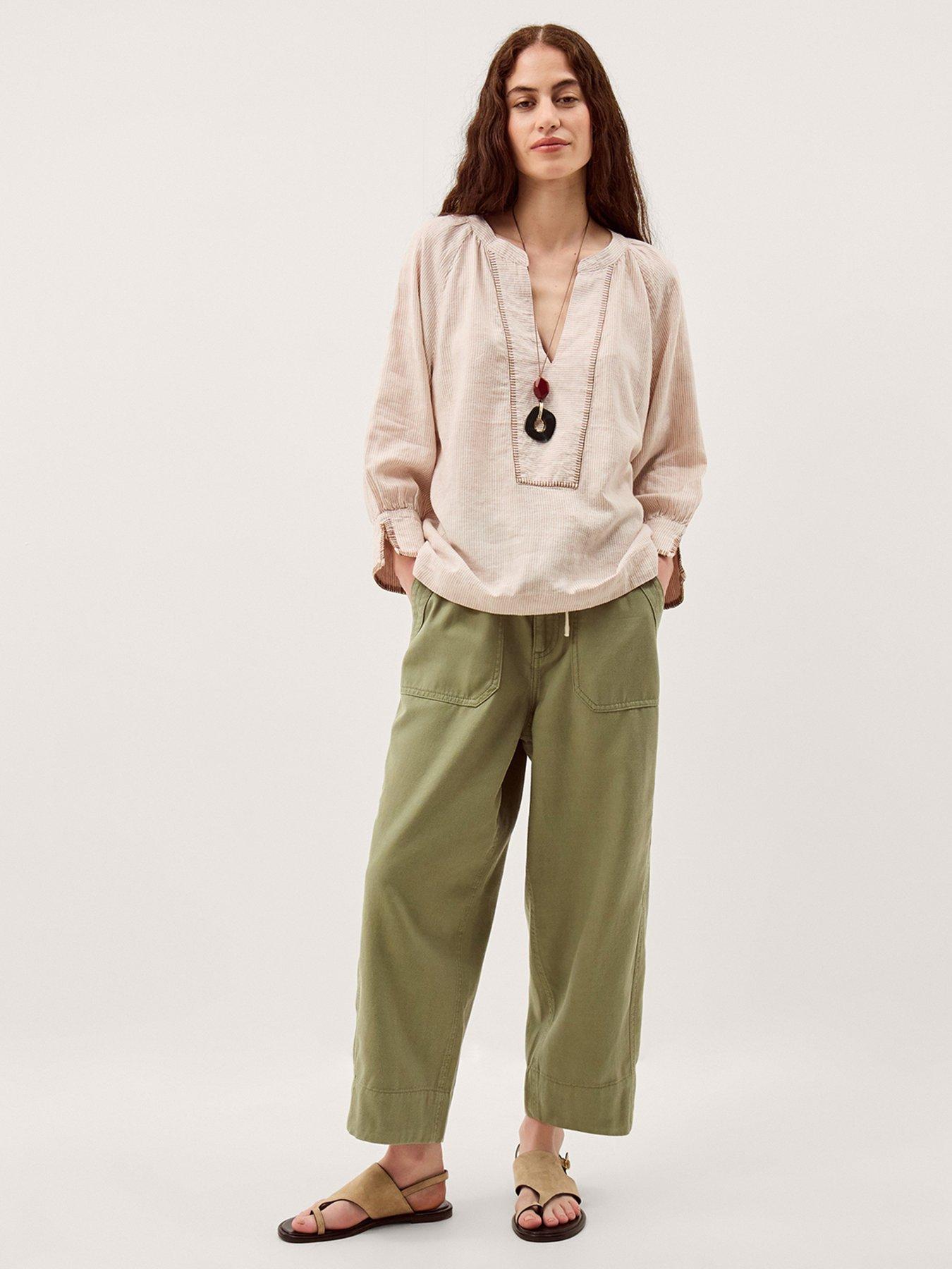 Image 3 of 4 of Monsoon Frida Stripe Linen-Blend Top - Cream
