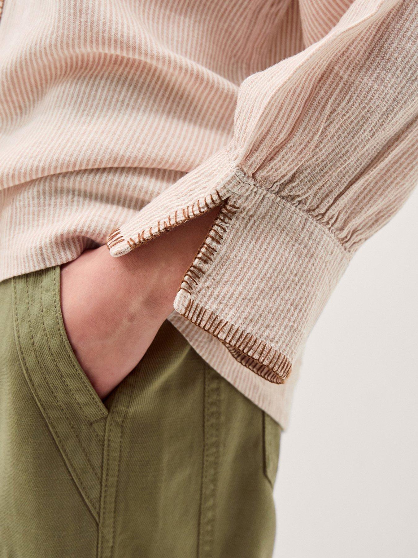 Image 4 of 4 of Monsoon Frida Stripe Linen-Blend Top - Cream