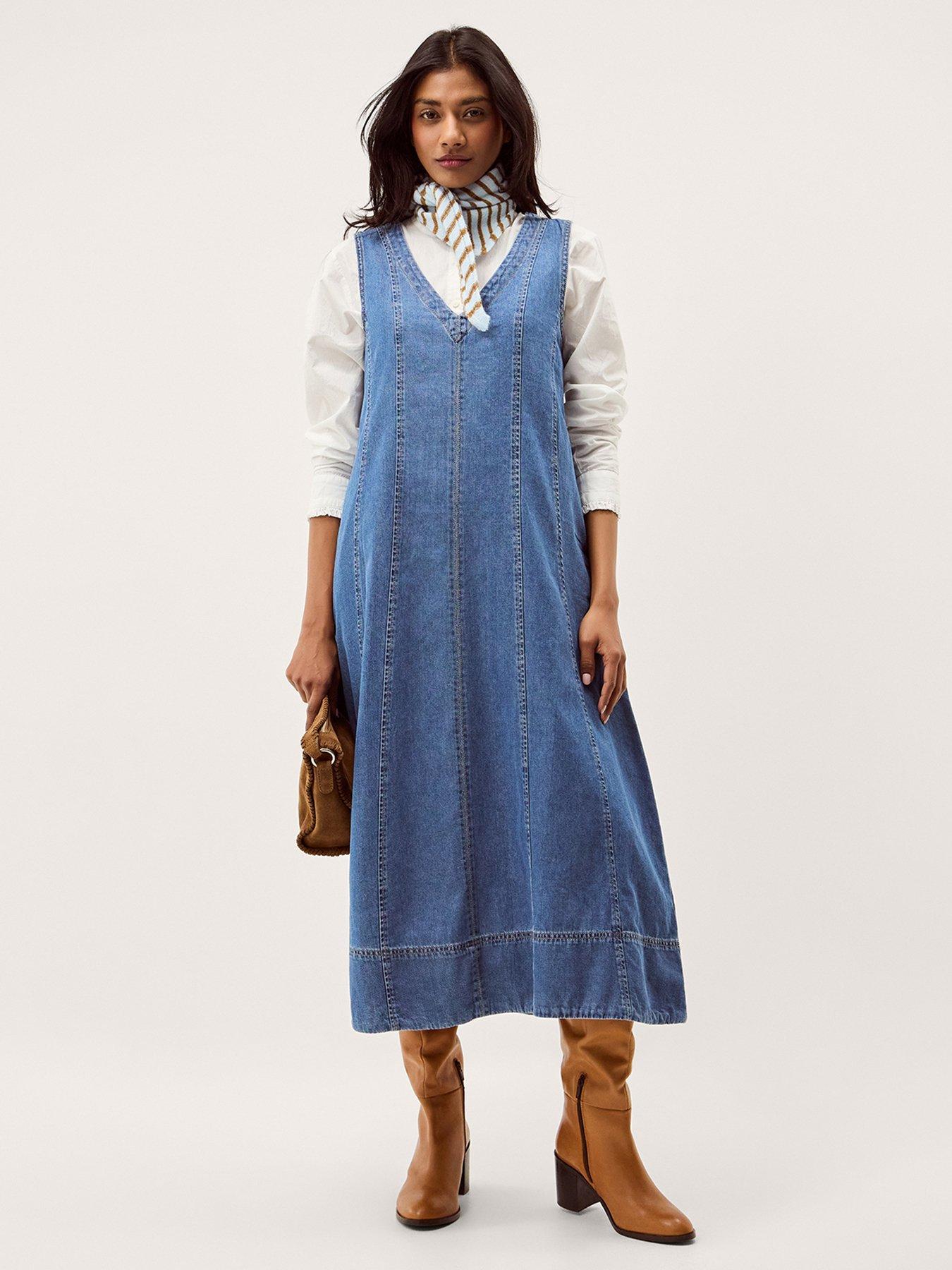 Image 1 of 5 of Monsoon Tessa Denim Dress - Blue