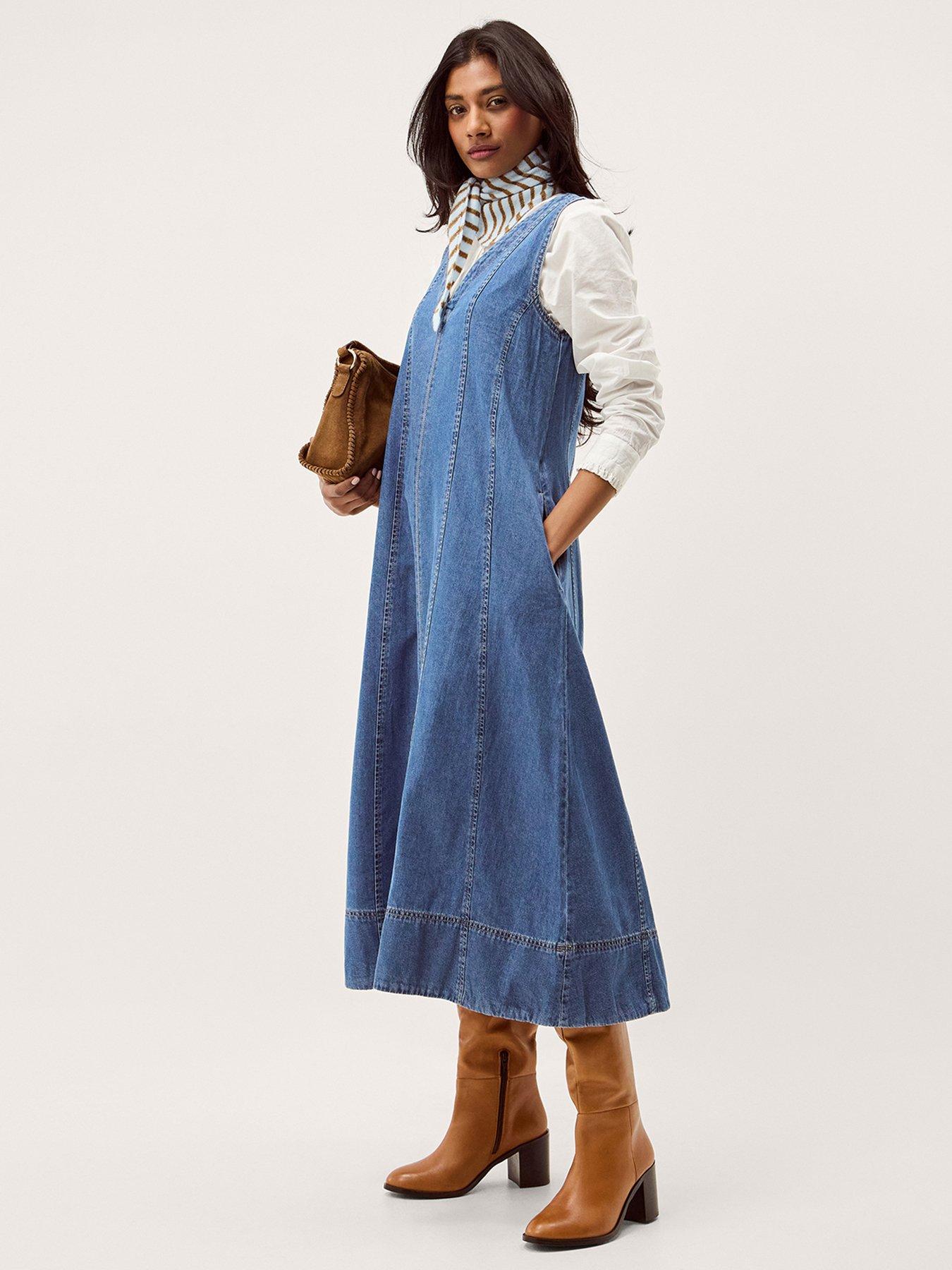 Image 3 of 5 of Monsoon Tessa Denim Dress - Blue