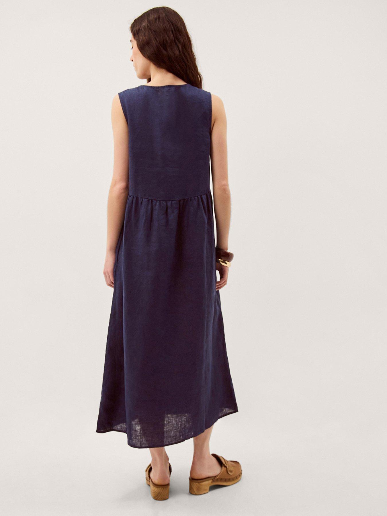 Image 2 of 5 of Monsoon Posey Linen Dress - Blue
