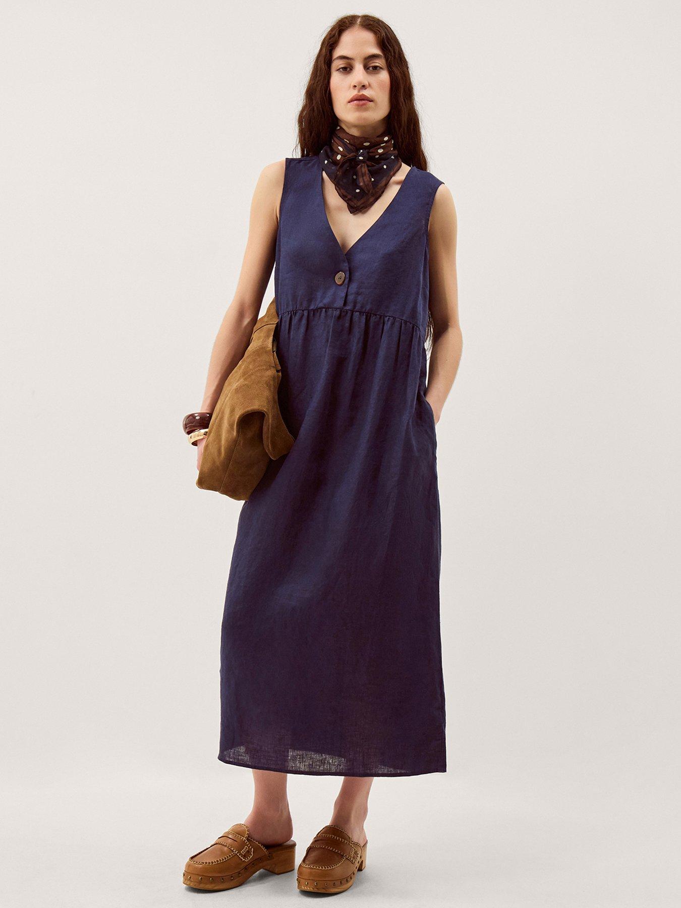 Image 3 of 5 of Monsoon Posey Linen Dress - Blue