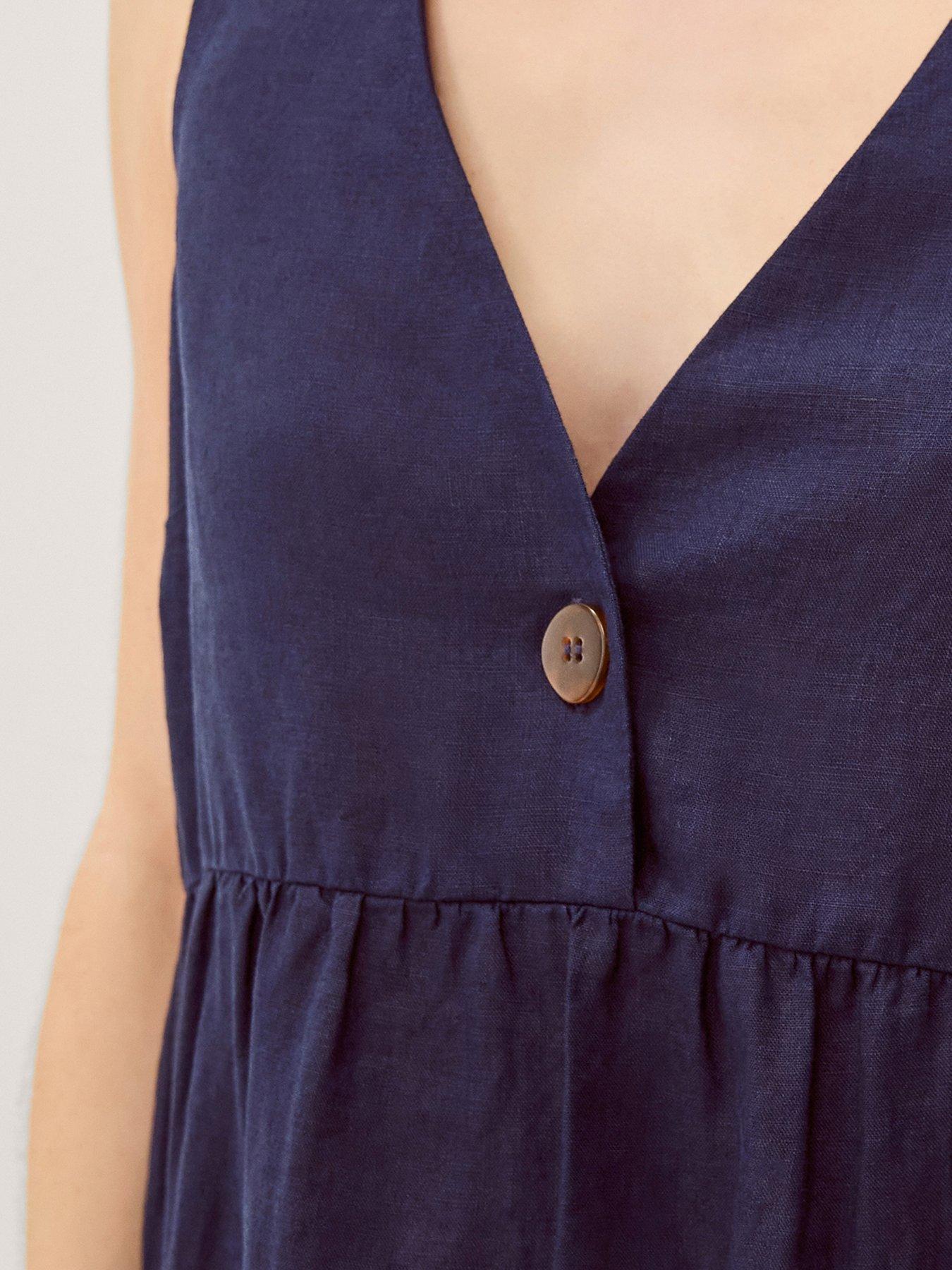 Image 4 of 5 of Monsoon Posey Linen Dress - Blue