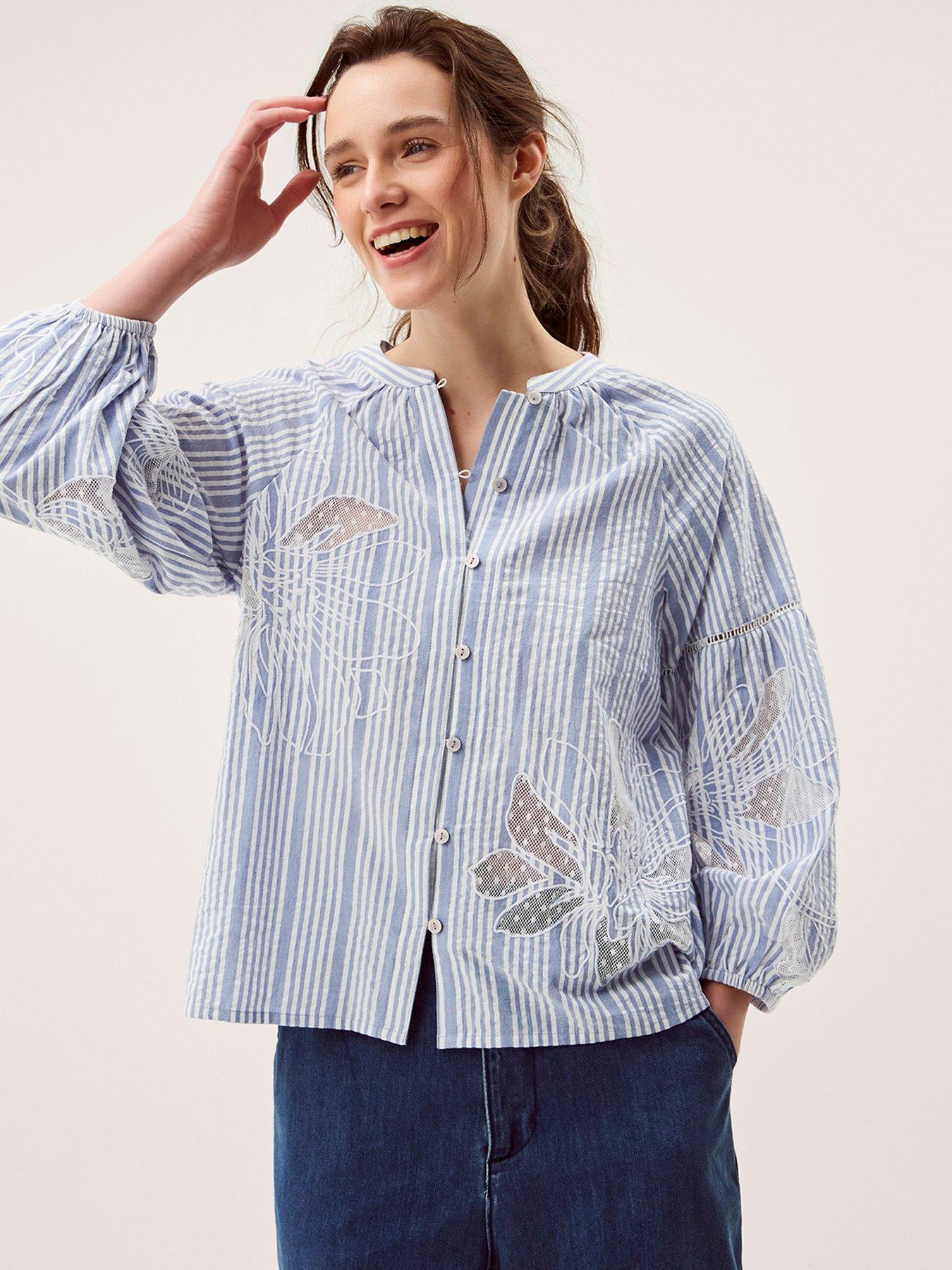 Image 1 of 5 of Monsoon Maia Embroidered Shirt - Blue