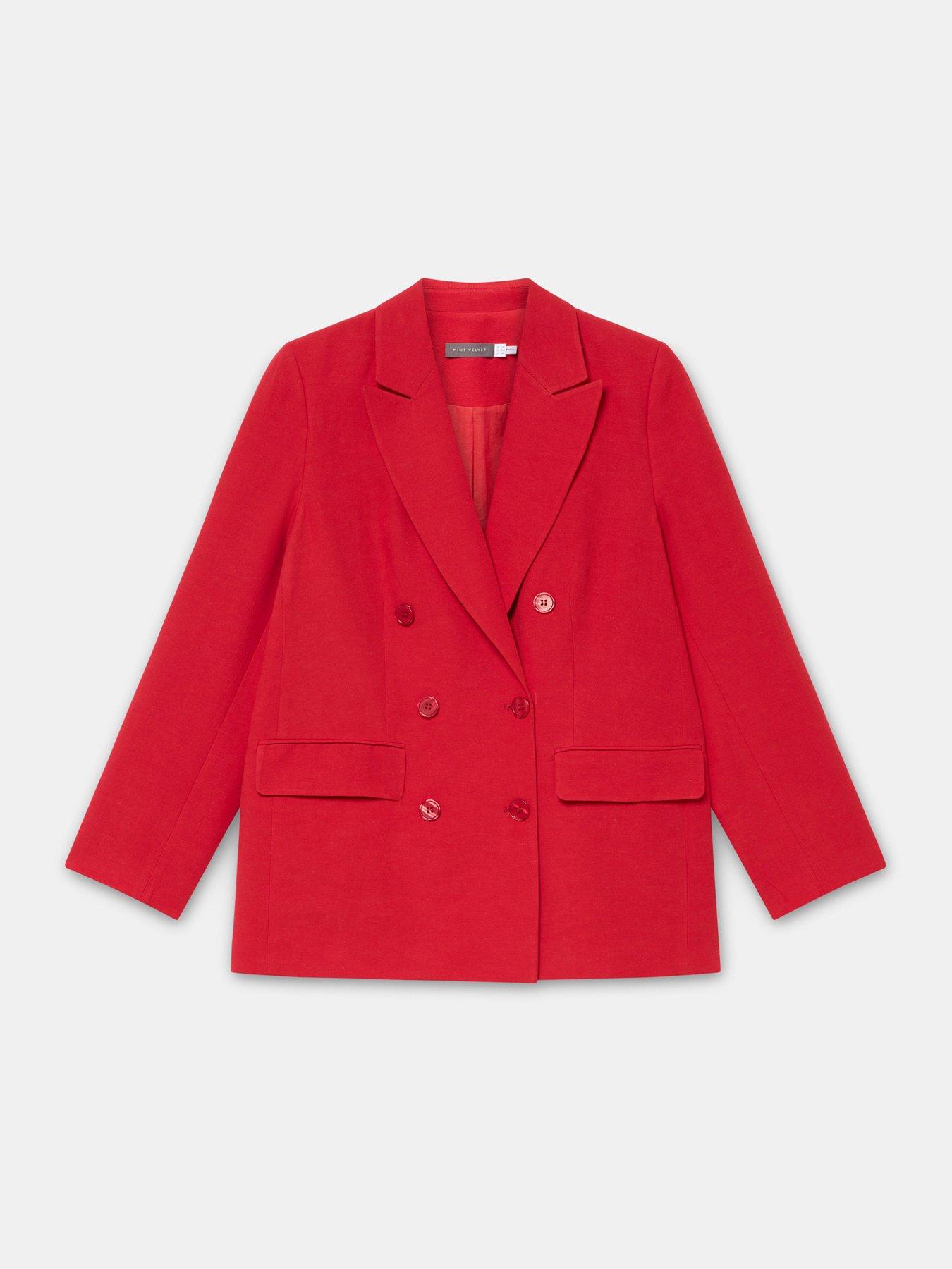 Image 5 of 6 of Mint Velvet Linen Mix Blazer - Red