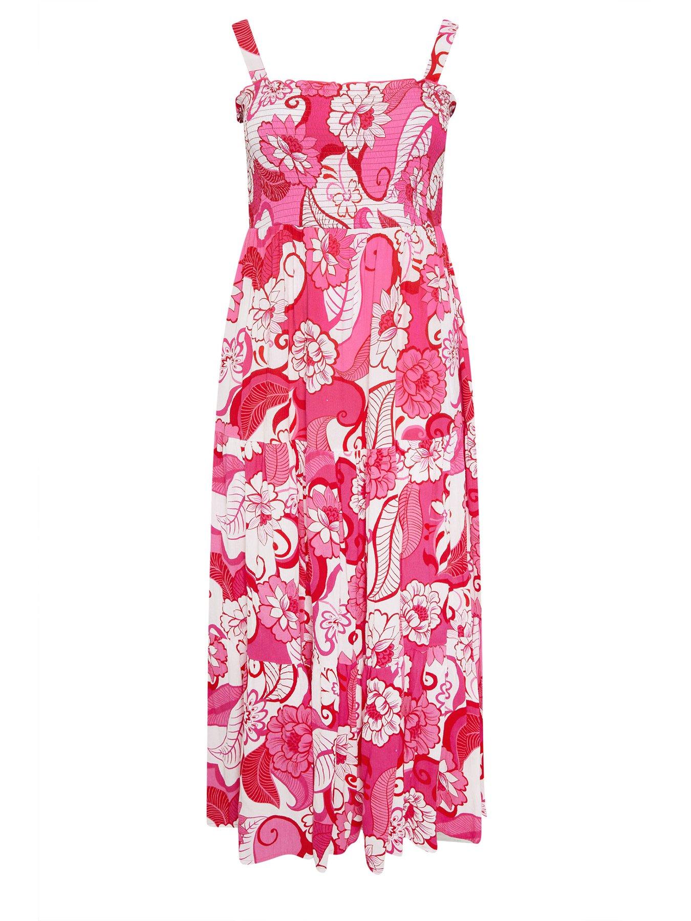 yours-curve-shirred-strappy-maxi-dress-pinkdetail
