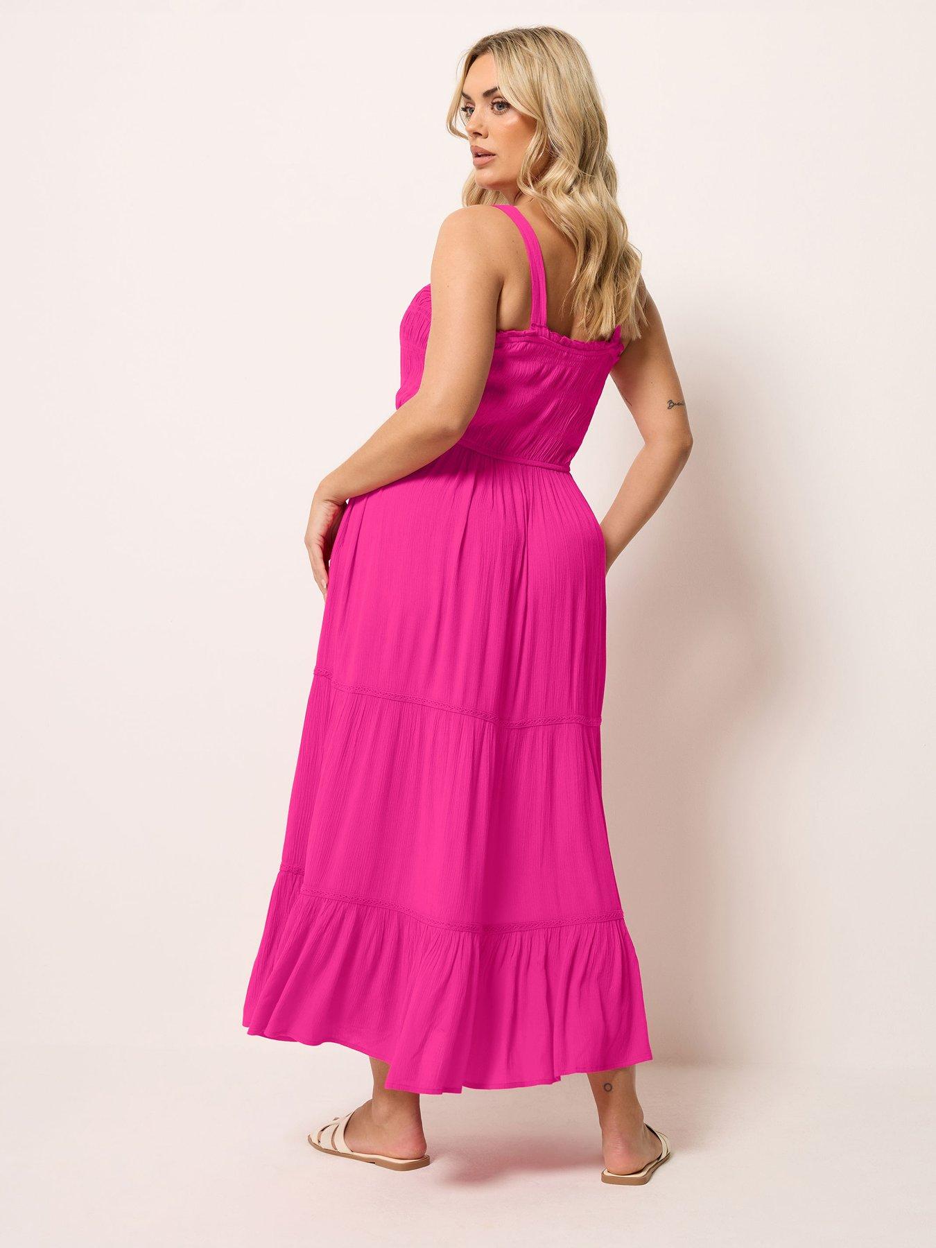 yours-curve-shirred-placket-dress-pinkstillFront