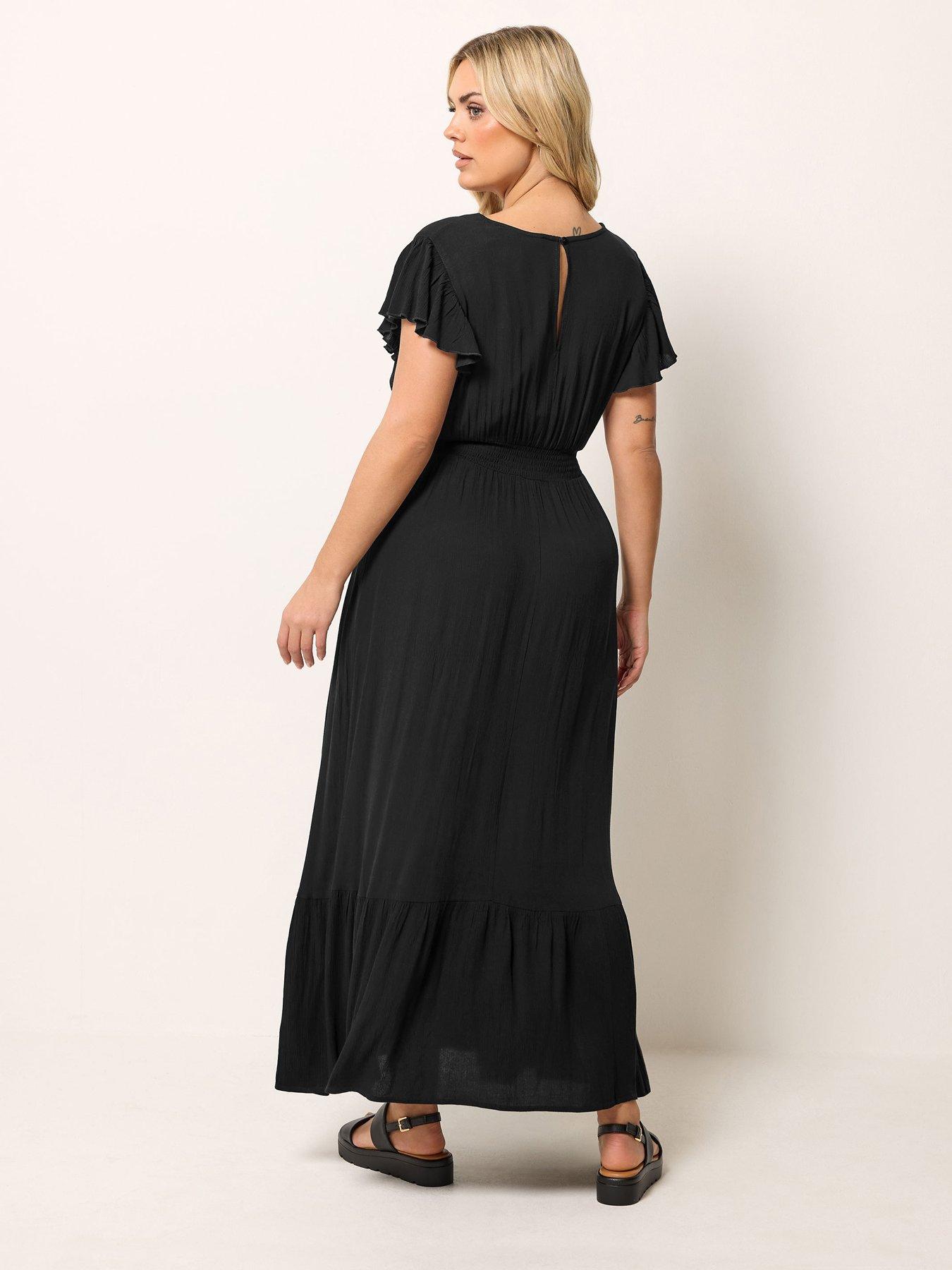 Image 2 of 4 of Yours Curve Crinkle Shirred Maxi Dress - Black