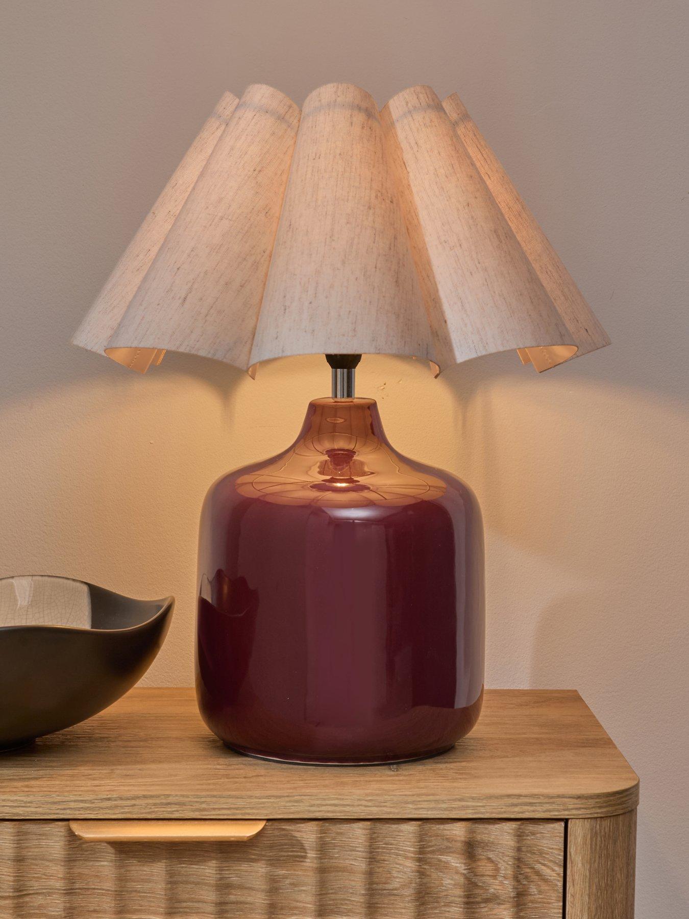 The Very Collection Burgundy Table Lamp With Pleated Shade