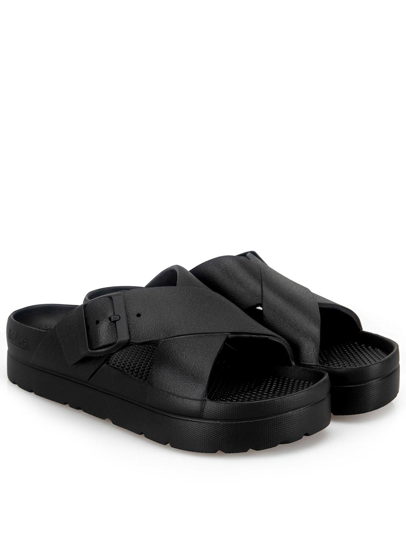 Image 1 of 5 of TOTES Totes Solbounce Ladies Cross Front Buckle Slider - Black