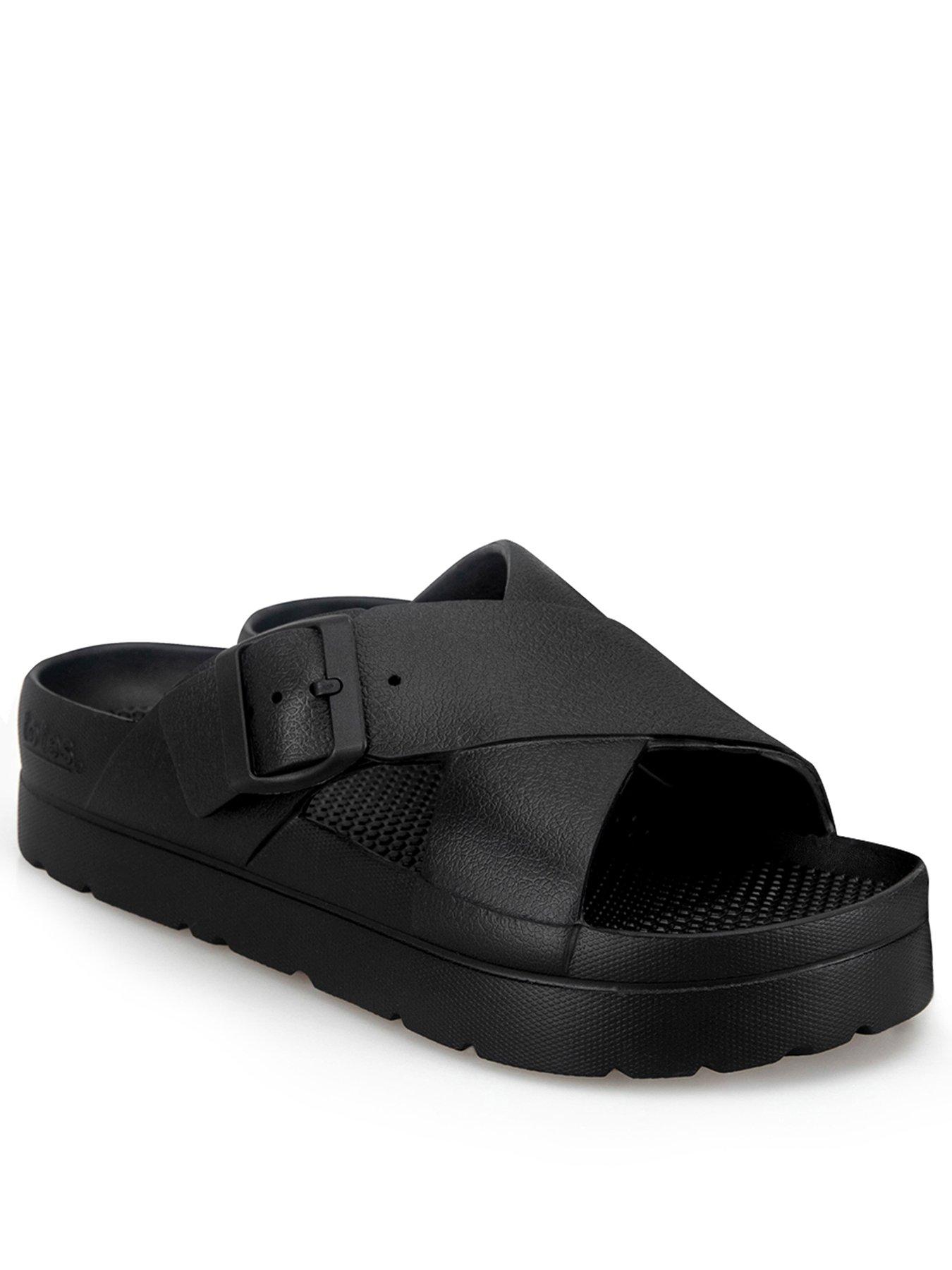 Image 2 of 5 of TOTES Totes Solbounce Ladies Cross Front Buckle Slider - Black