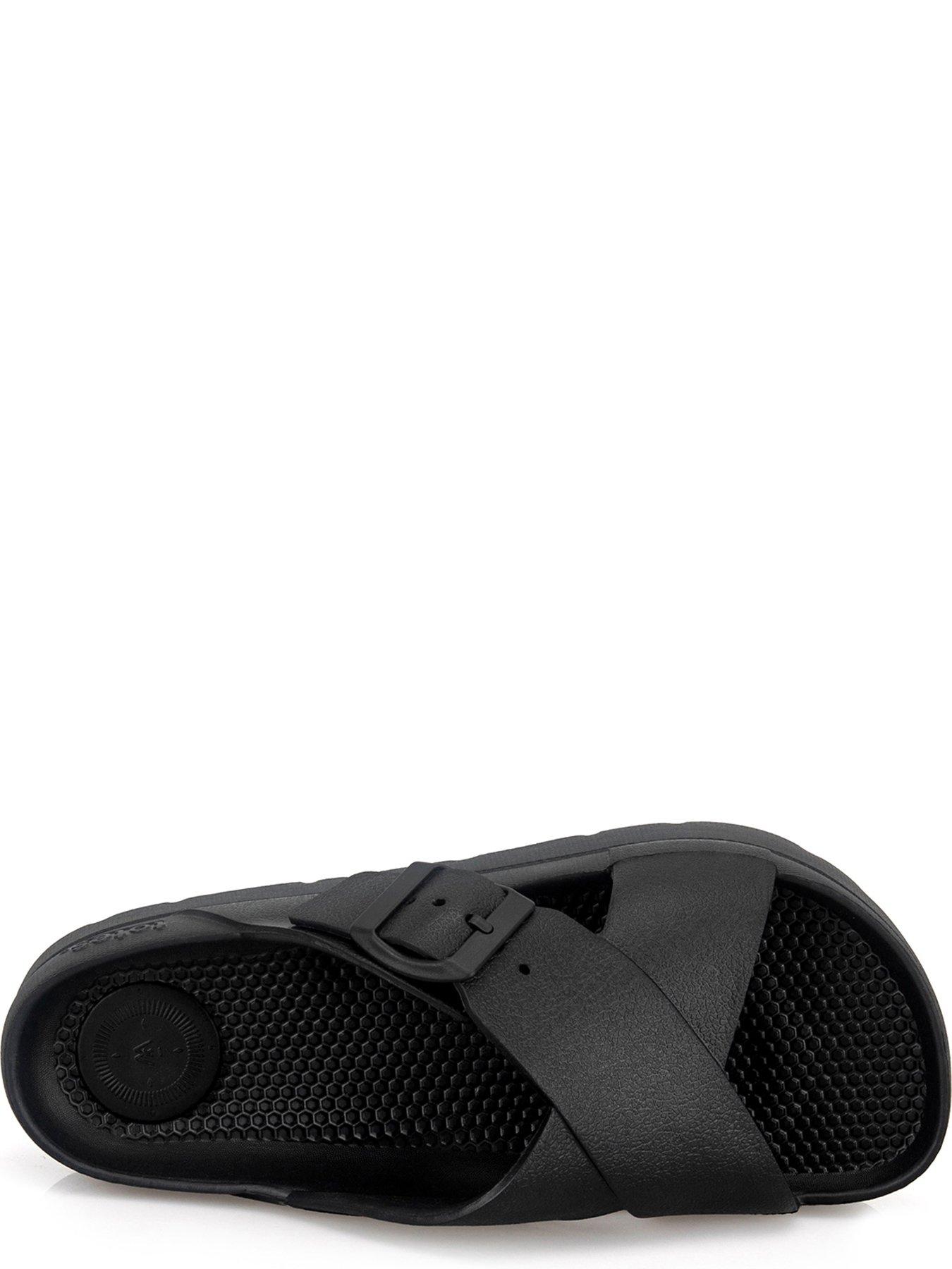 Image 3 of 5 of TOTES Totes Solbounce Ladies Cross Front Buckle Slider - Black