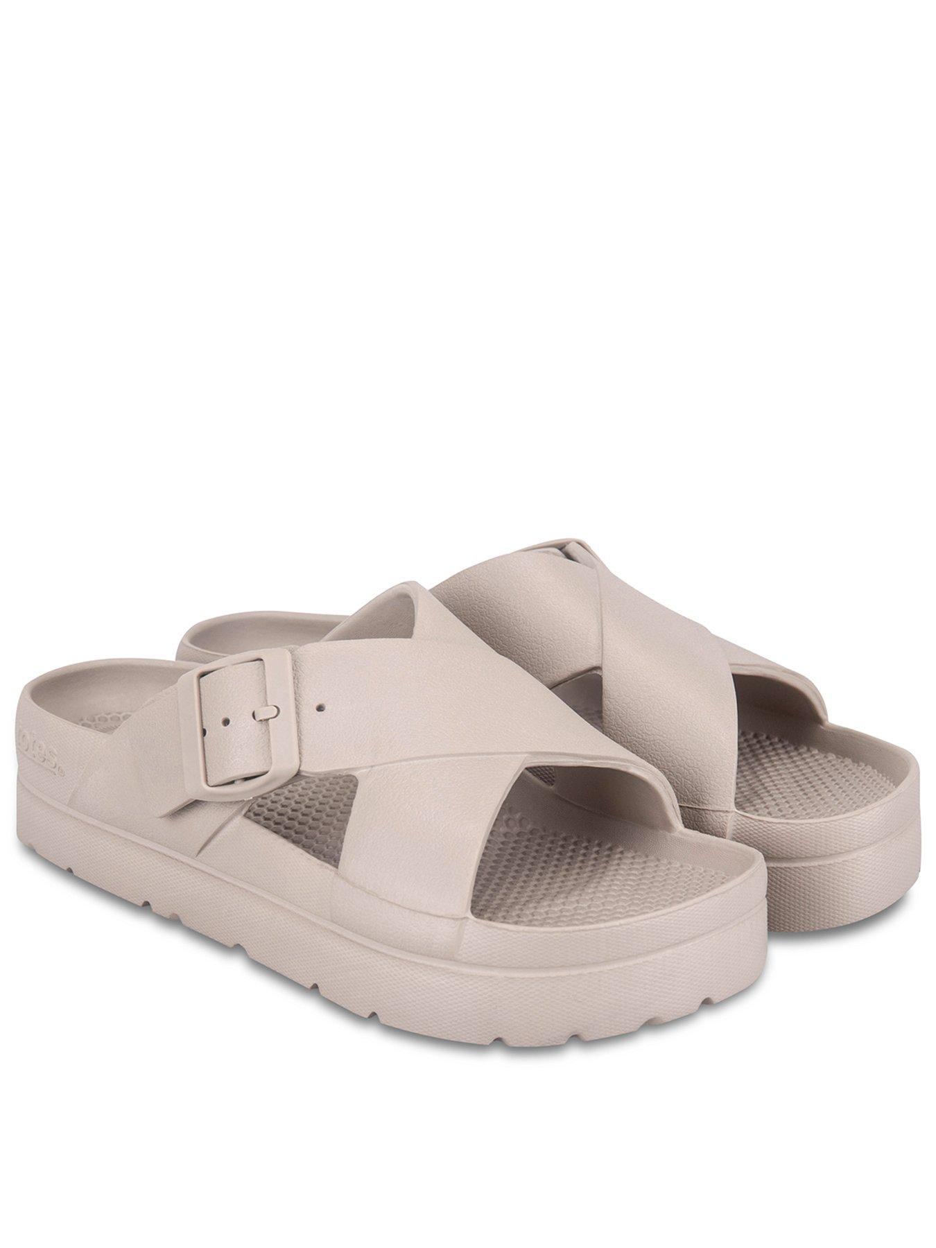 TOTES Totes Solbounce Ladies Cross Front Buckle Slider - Taupe