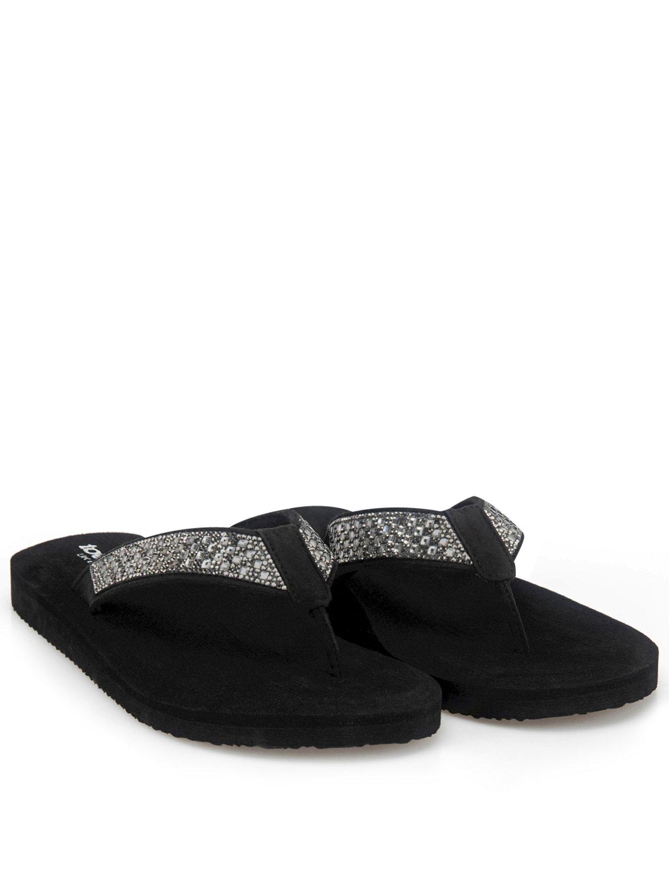 totes-totes-ladies-beaded-wedge-flip-flop-blackfront