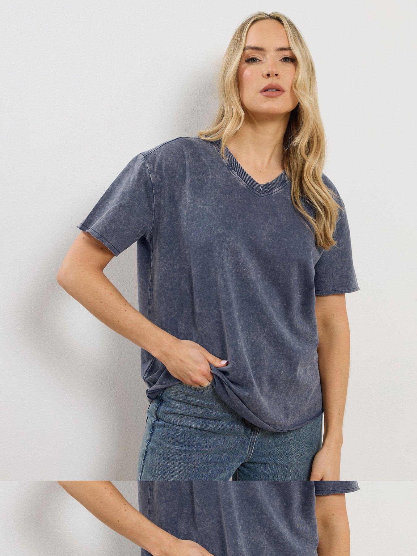 Image 1 of 5 of Long Tall Sally Acid Wash Oversized Sweat - Blue