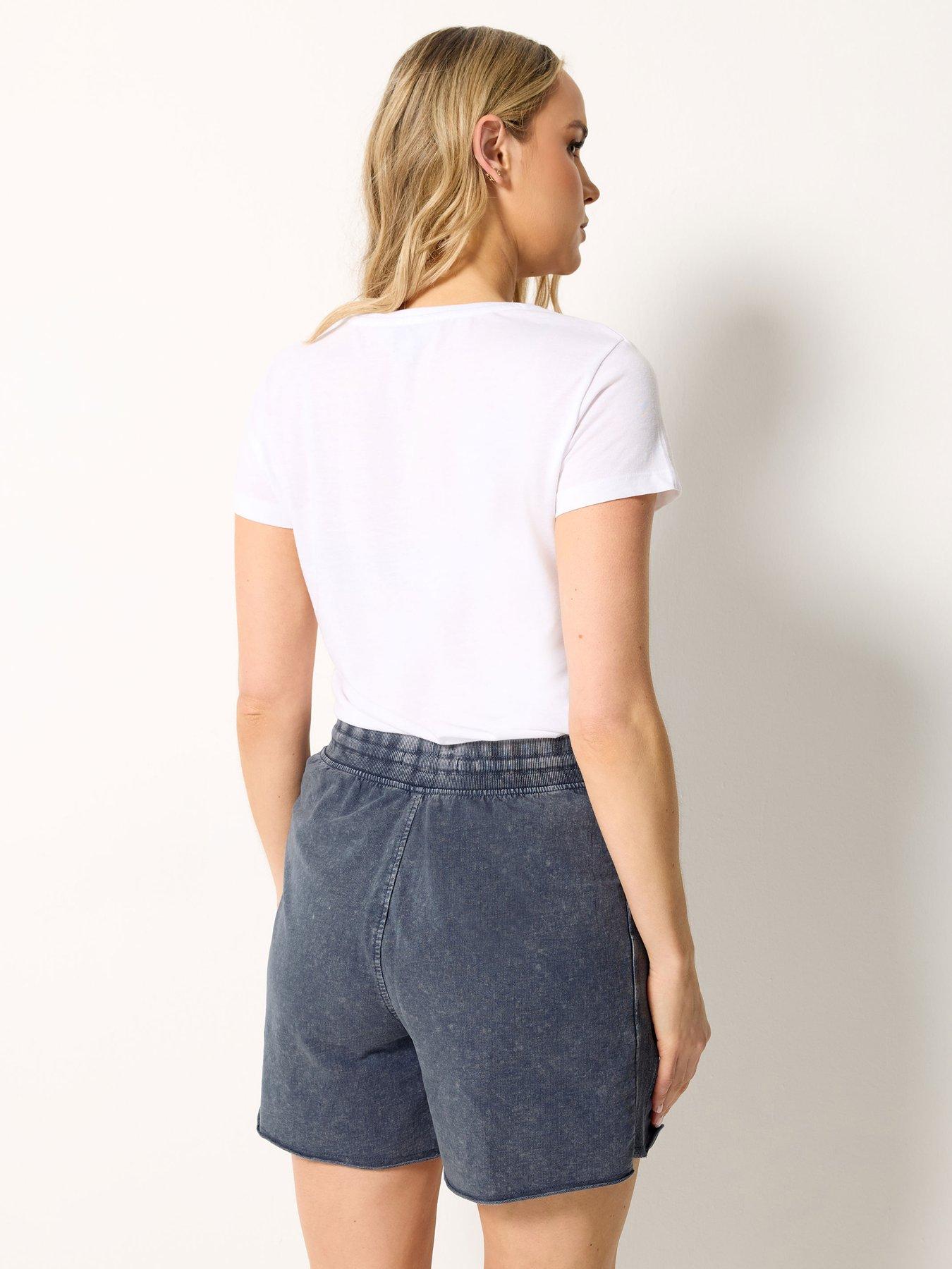Image 2 of 5 of Long Tall Sally Acid Wash Sweat Short - Blue