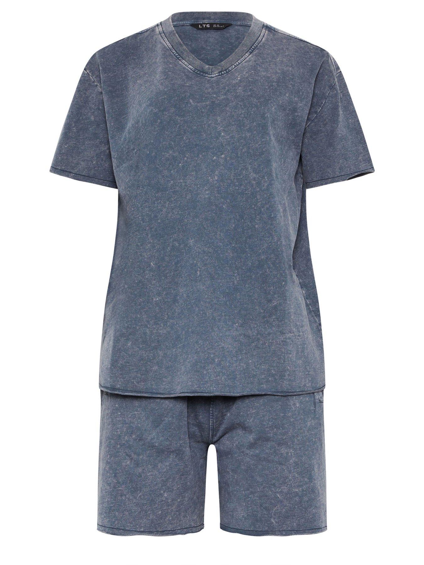 Image 5 of 5 of Long Tall Sally Acid Wash Short &amp; Sweat Set - Blue