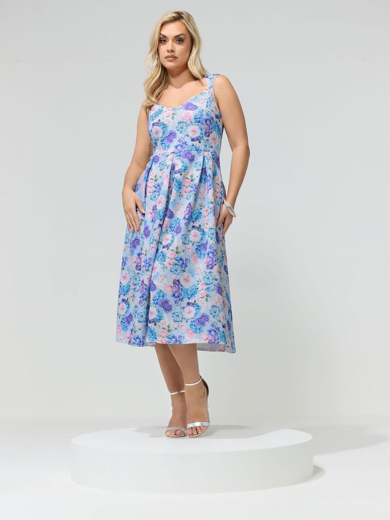 yours-curve-floral-scuba-dress-blueback