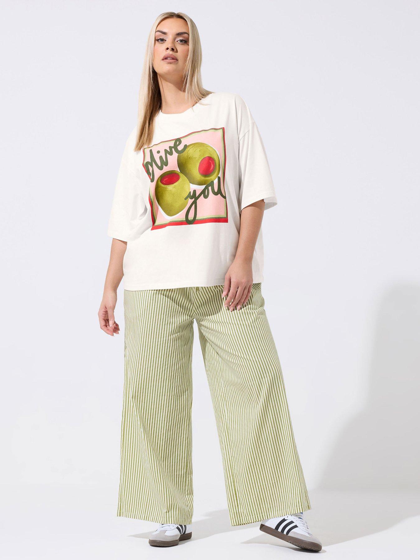 Image 3 of 5 of Yours Curve Striped Trouser