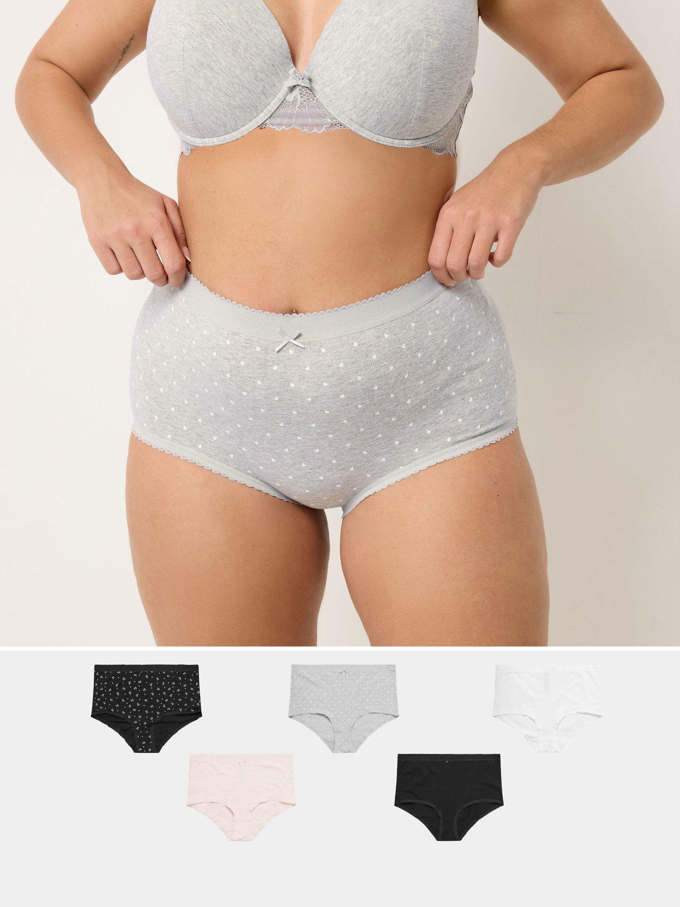 Image 1 of 5 of Yours Curve 5 Pack Heart Print Full Briefs