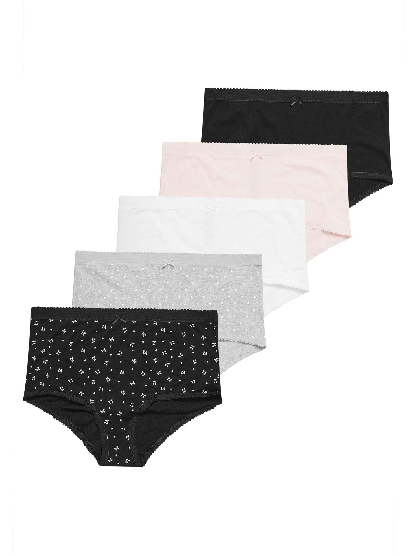 Image 5 of 5 of Yours Curve 5 Pack Heart Print Full Briefs