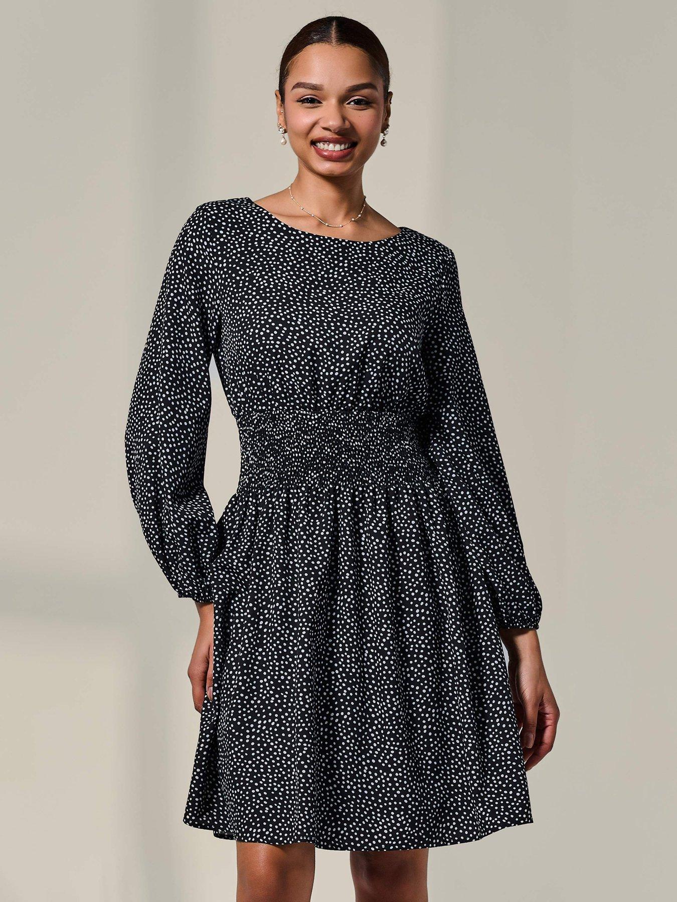 Jolie Moi Long Sleeve Ruched Waist Midi Dress