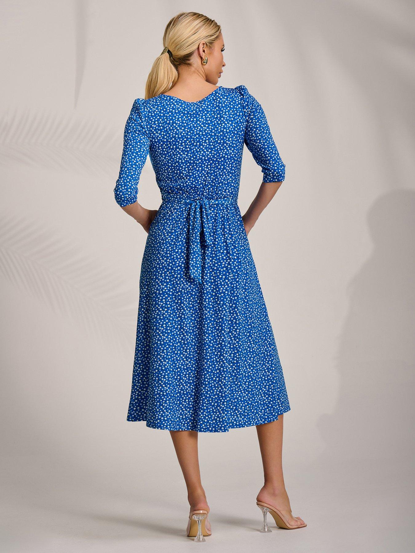 Image 2 of 7 of Jolie Moi Sleeve Printed Jersey Midi Dress