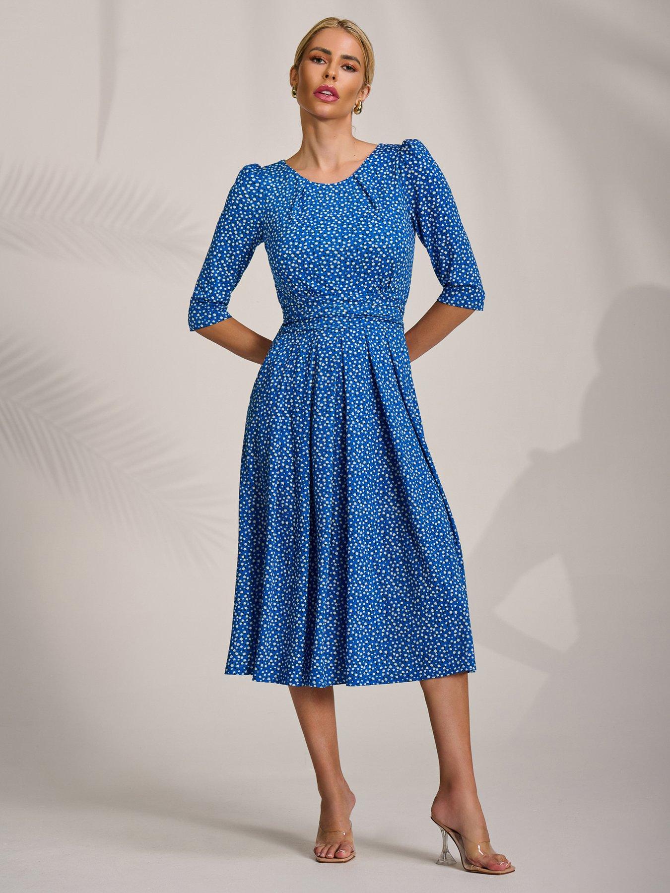 Image 3 of 7 of Jolie Moi Sleeve Printed Jersey Midi Dress