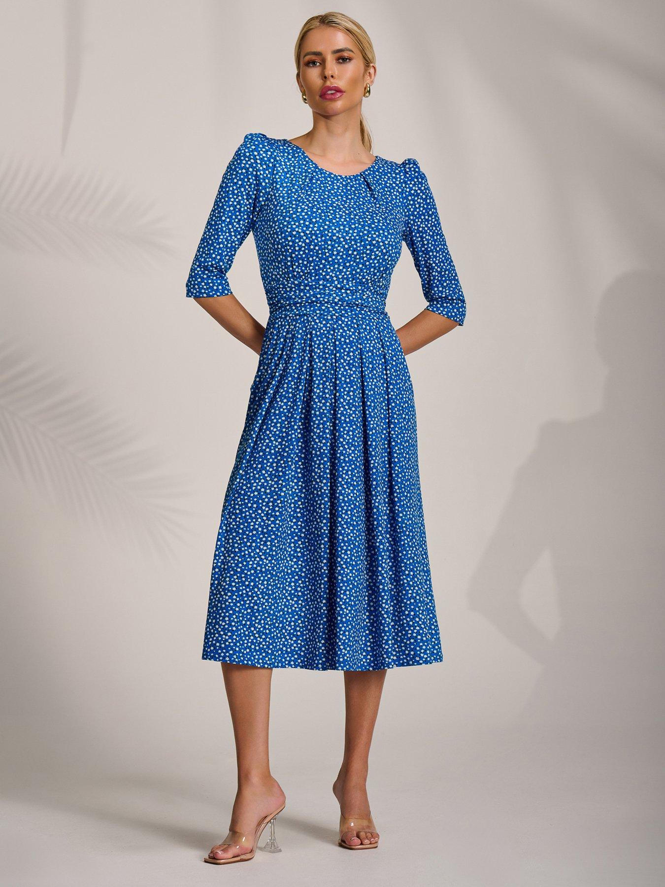 Image 5 of 7 of Jolie Moi Sleeve Printed Jersey Midi Dress