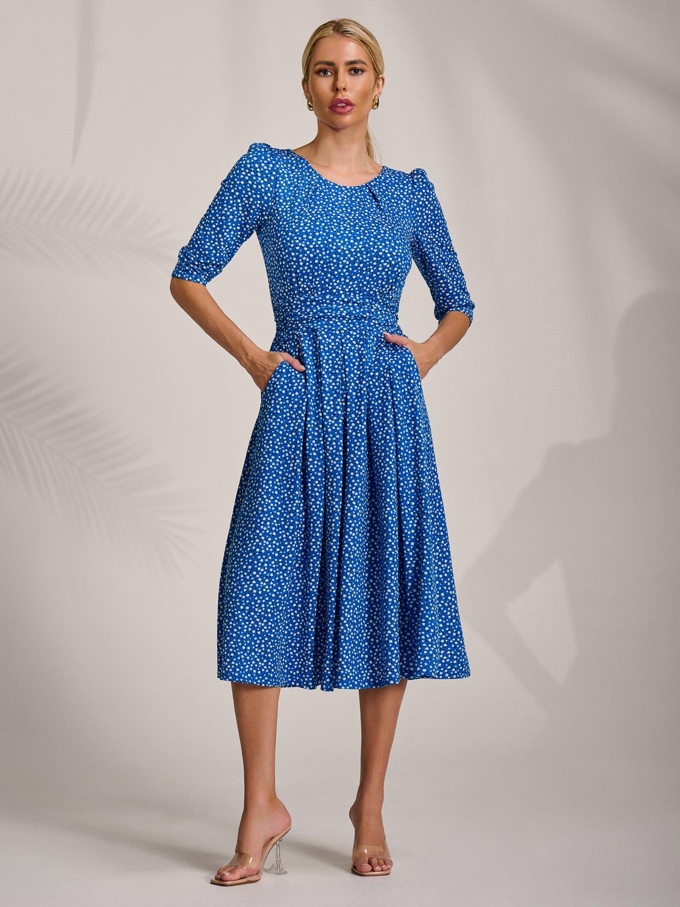 Image 6 of 7 of Jolie Moi Sleeve Printed Jersey Midi Dress