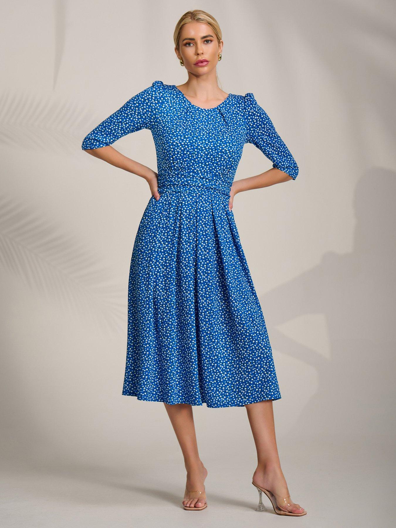 Image 7 of 7 of Jolie Moi Sleeve Printed Jersey Midi Dress