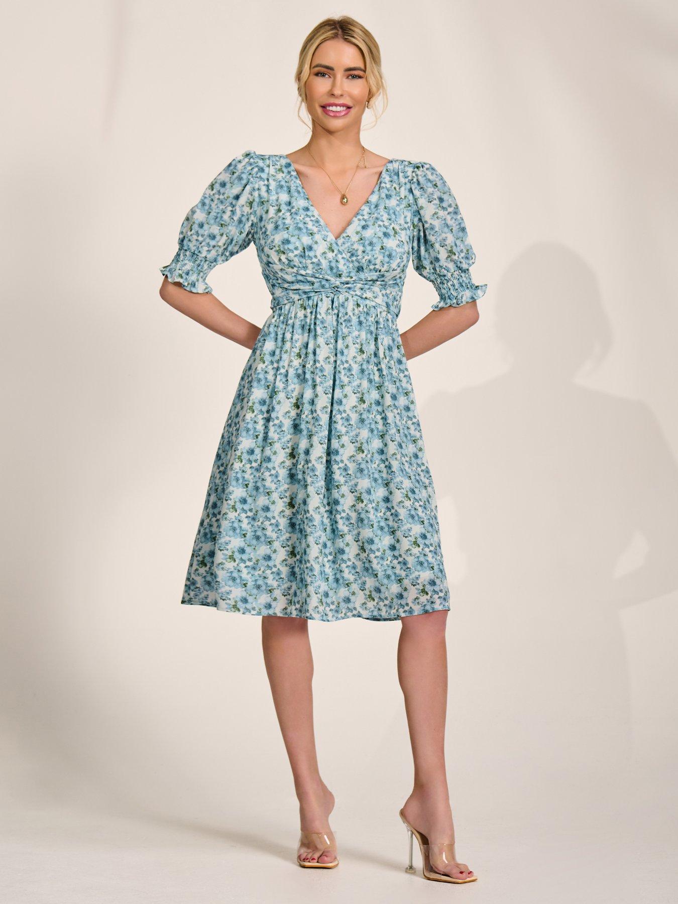 Image 1 of 7 of Jolie Moi Puff Sleeve Midi Dress